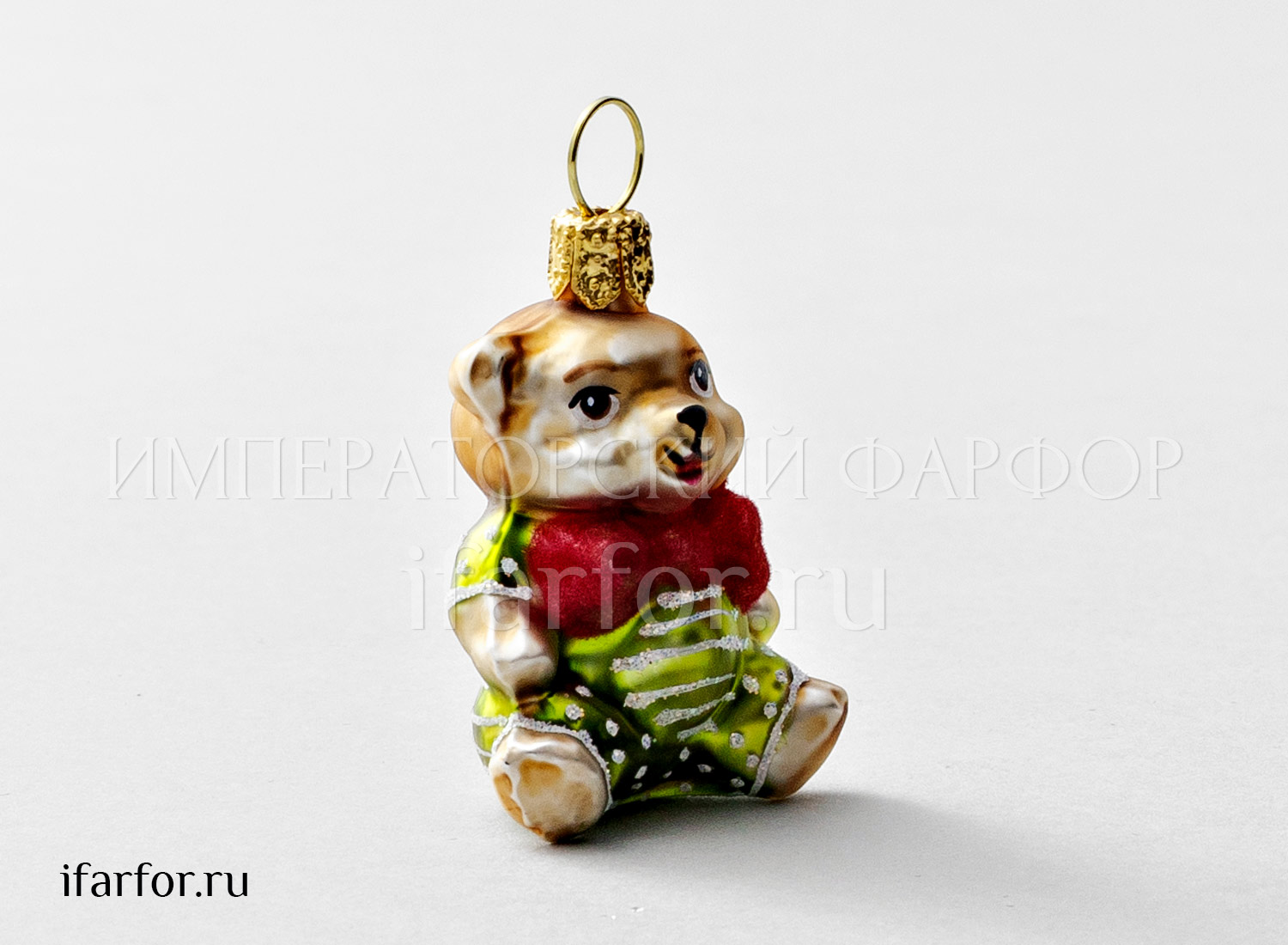 Елочная игрушка «Мишка Тедди» Стекло. 30 x 50 мм.