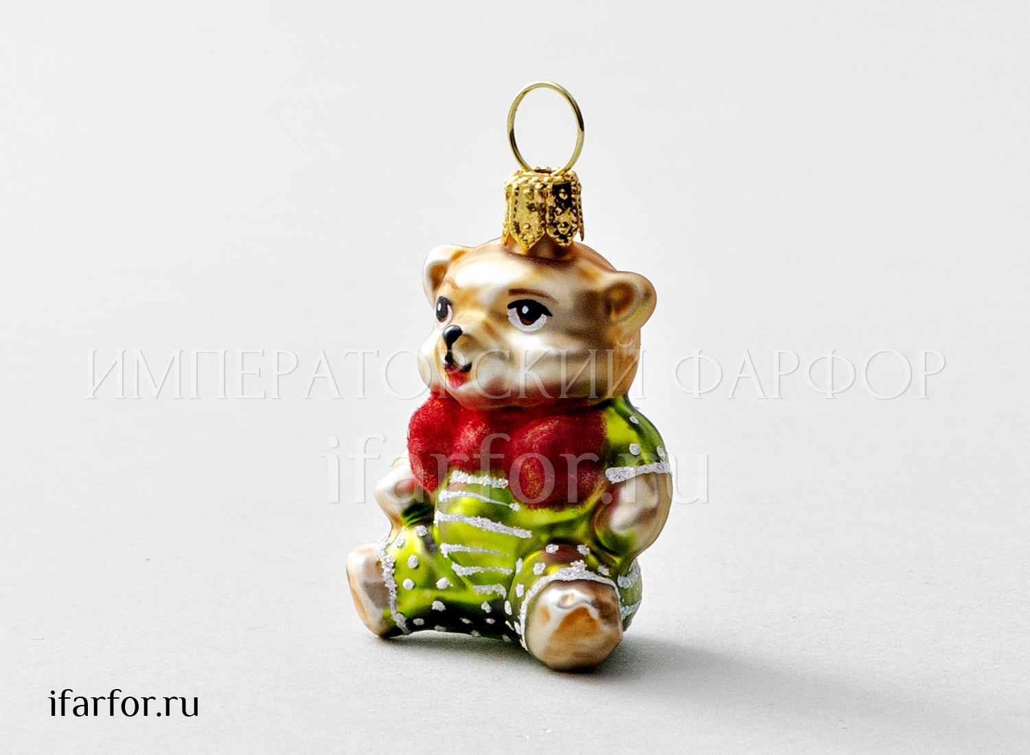 Елочная игрушка «Мишка Тедди» Стекло. 30 x 50 мм.