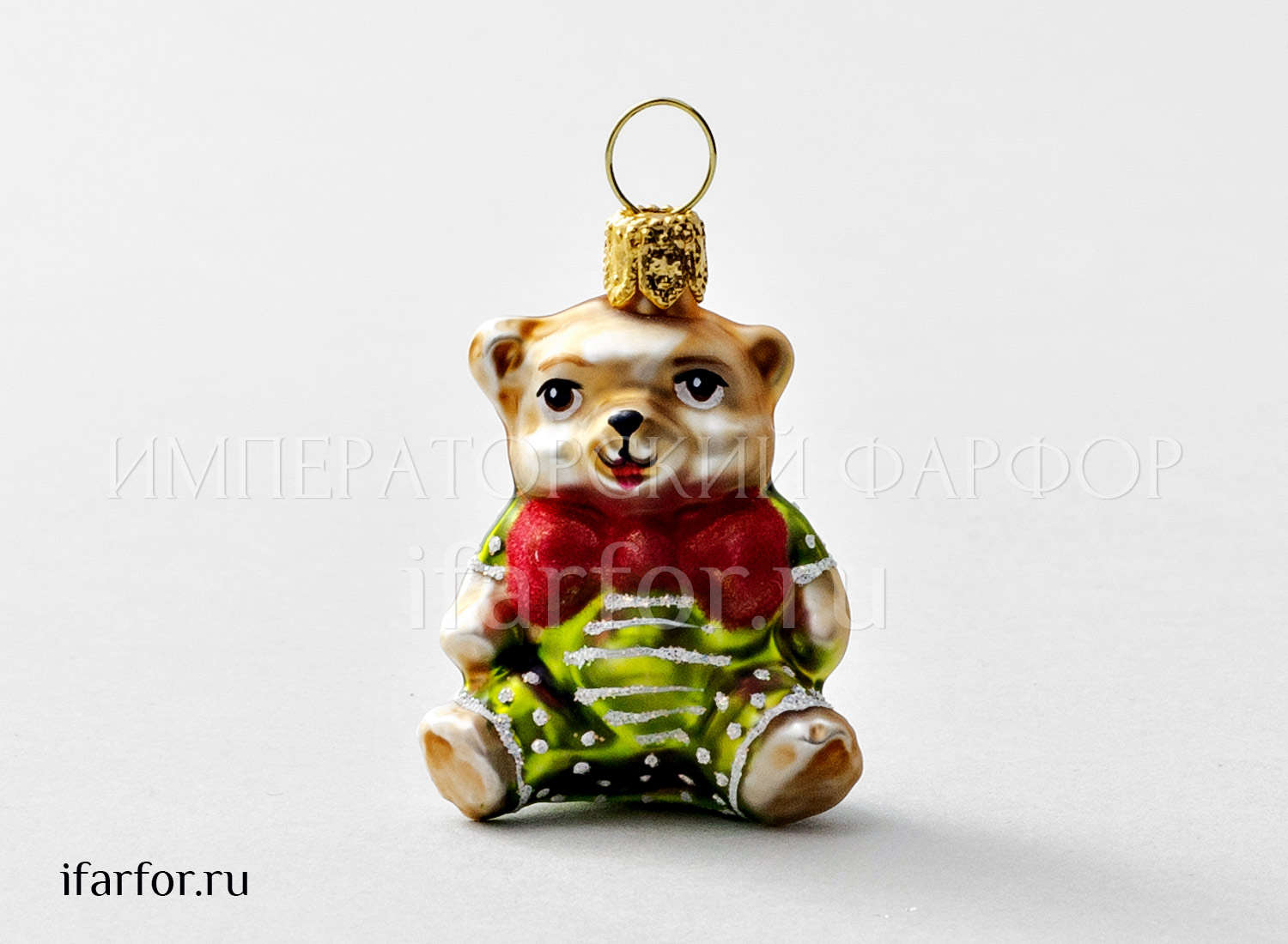 Елочная игрушка «Мишка Тедди» Стекло. 30 x 50 мм.