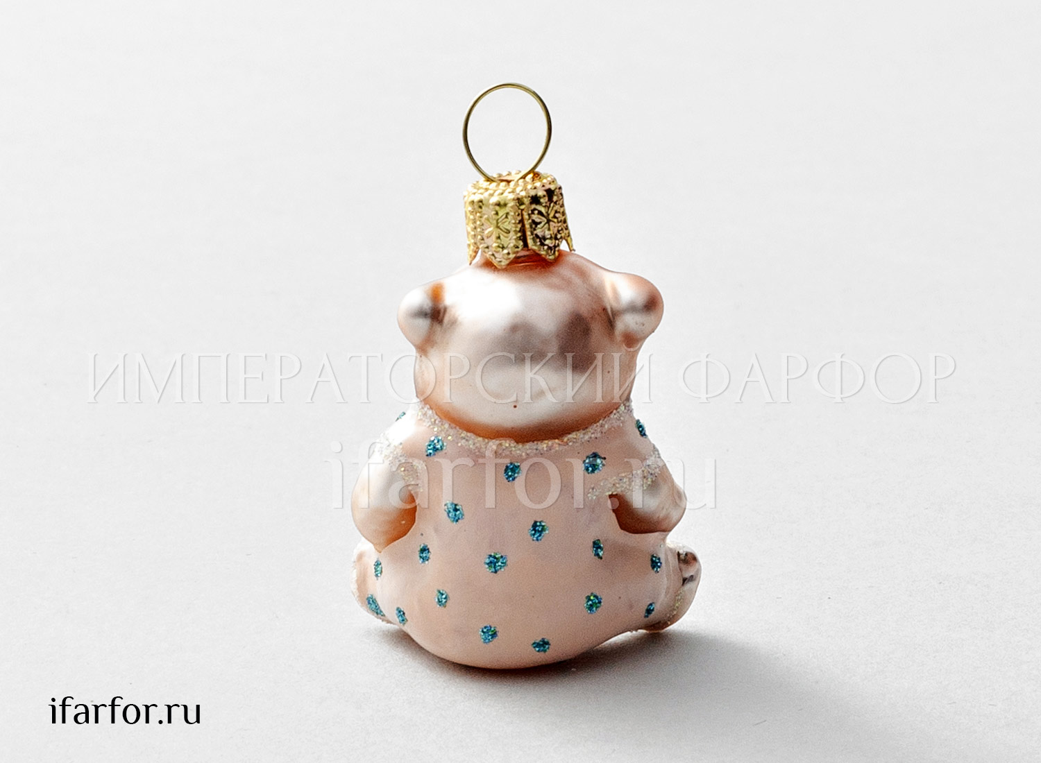 Елочная игрушка «Мишка Тедди» Стекло. 30 x 55 мм.