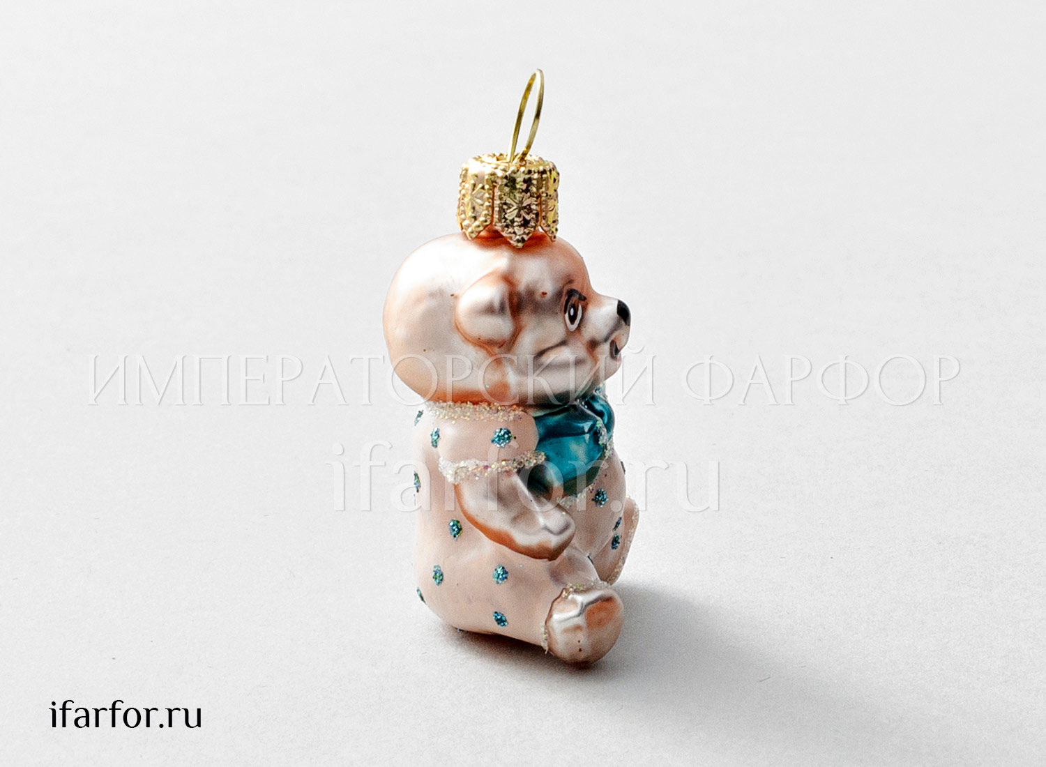 Елочная игрушка «Мишка Тедди» Стекло. 30 x 55 мм.
