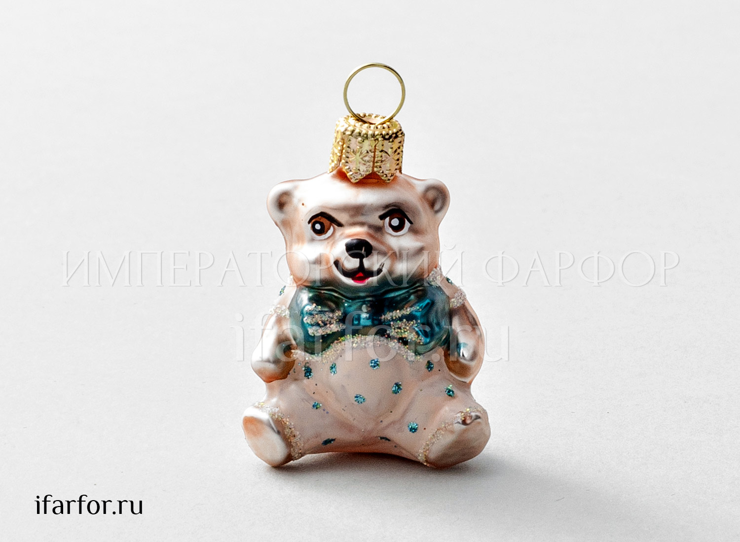 Елочная игрушка «Мишка Тедди» Стекло. 30 x 55 мм.