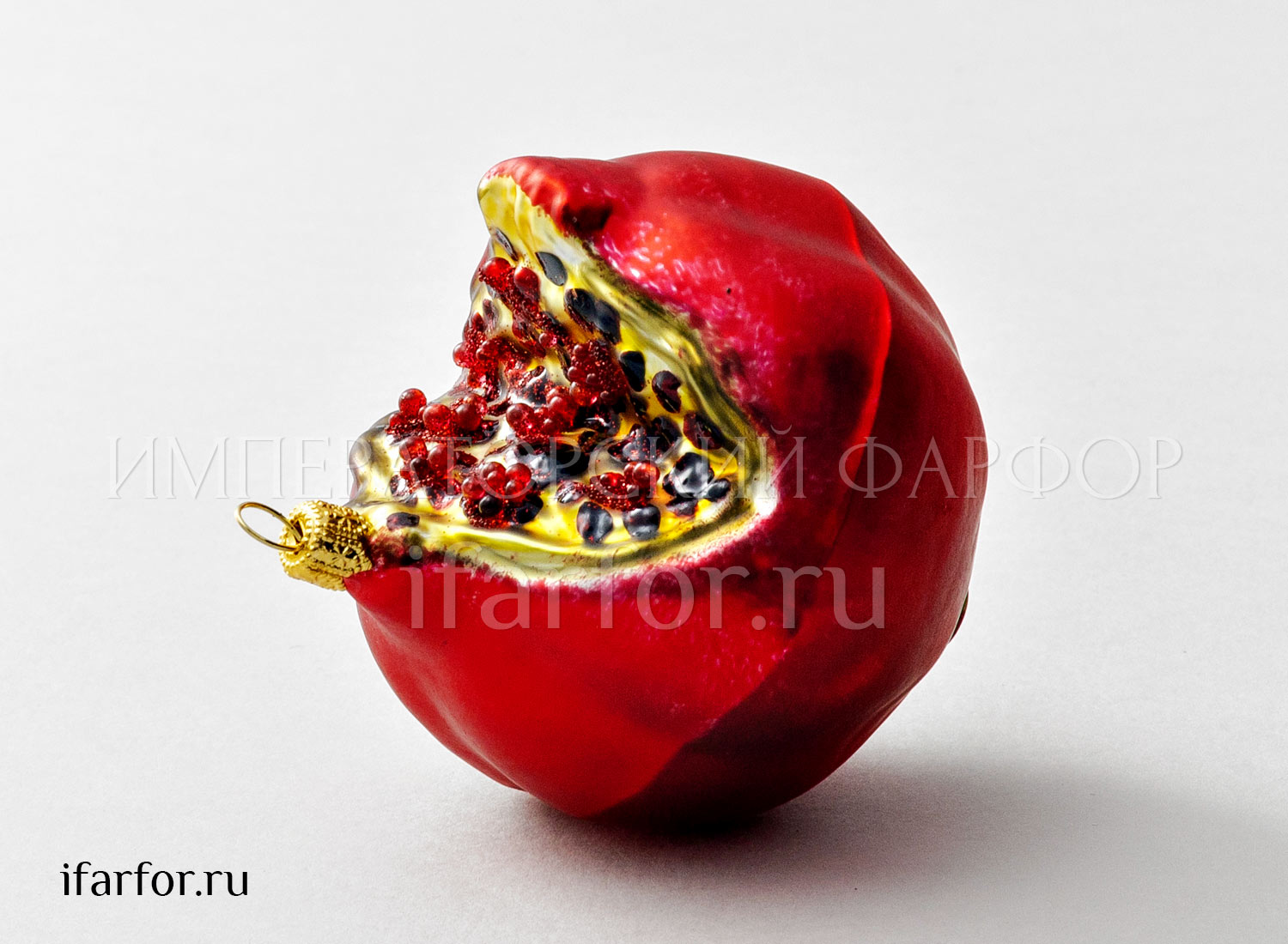 Елочная игрушка «Ягоды и фрукты. Гранат» Стекло. 80 x 95 мм.