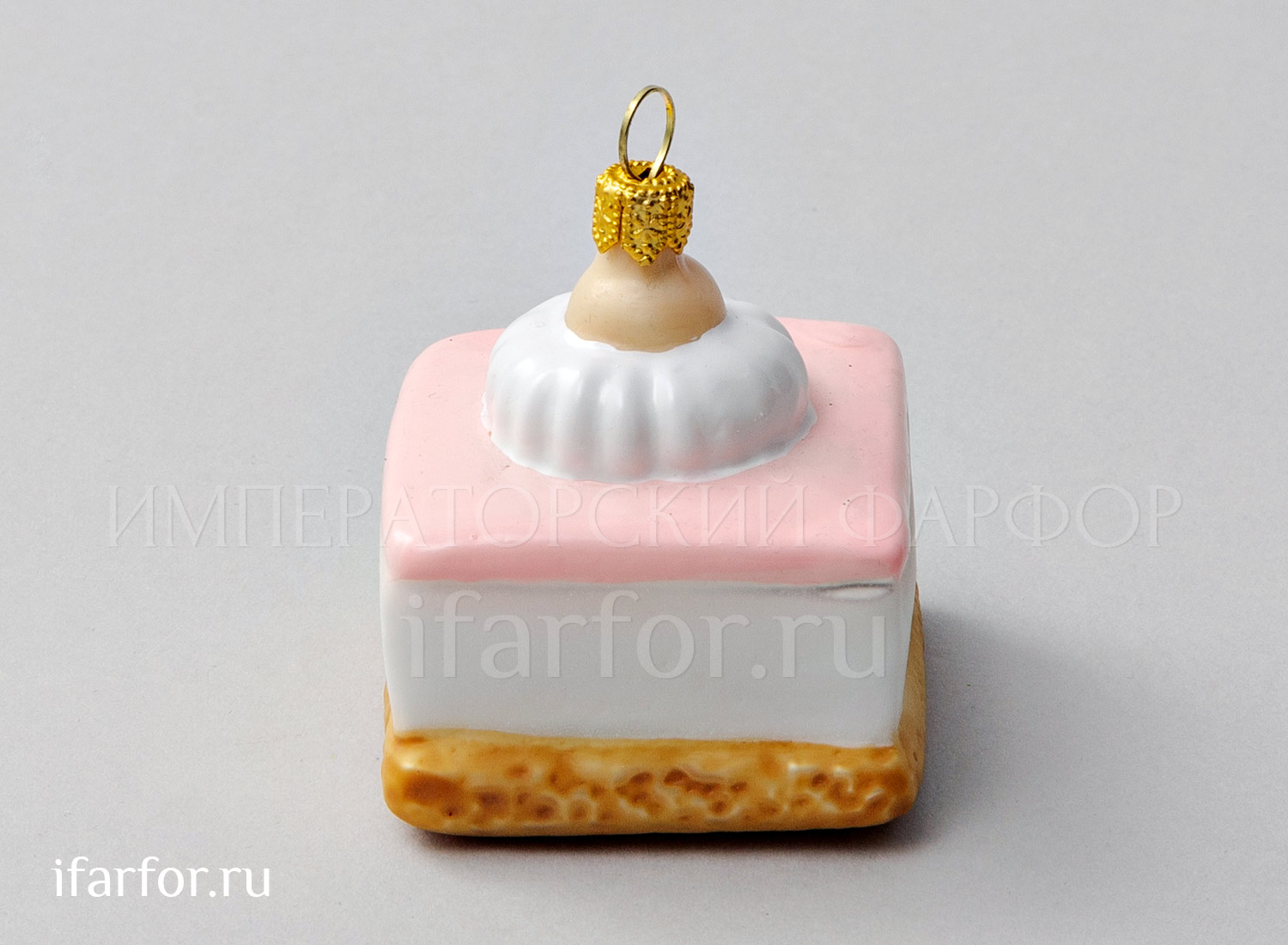 Елочная игрушка «Тортик» Стекло. 64 мм.
