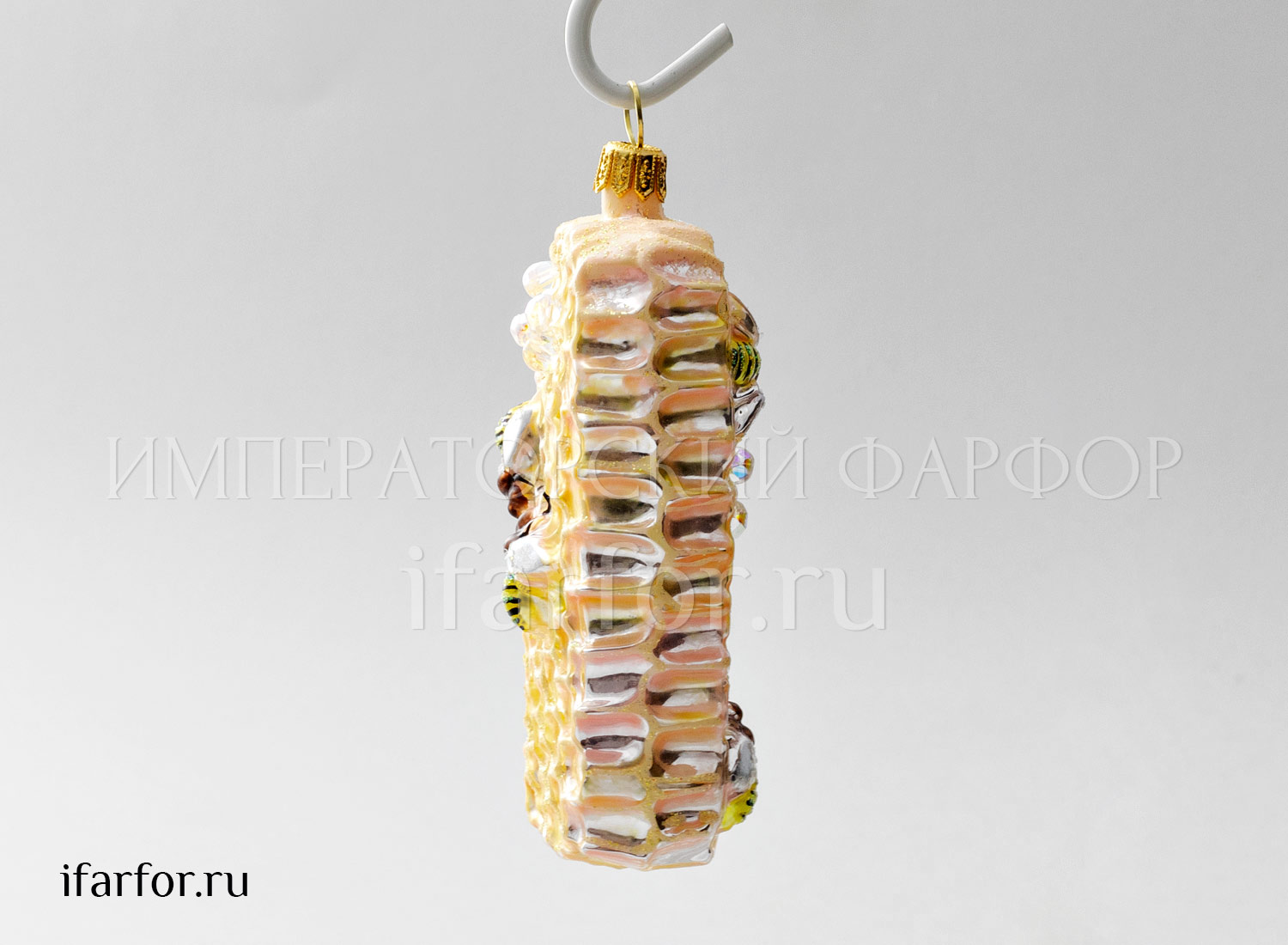 Елочная игрушка «Соты 3» Стекло. 60 x 120 мм.