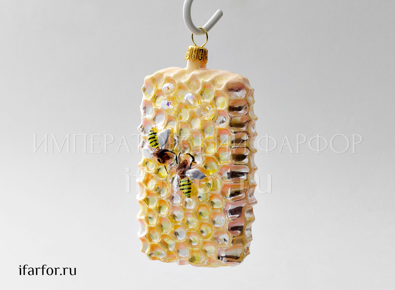 Елочная игрушка «Соты 3» Стекло. 60 x 120 мм.