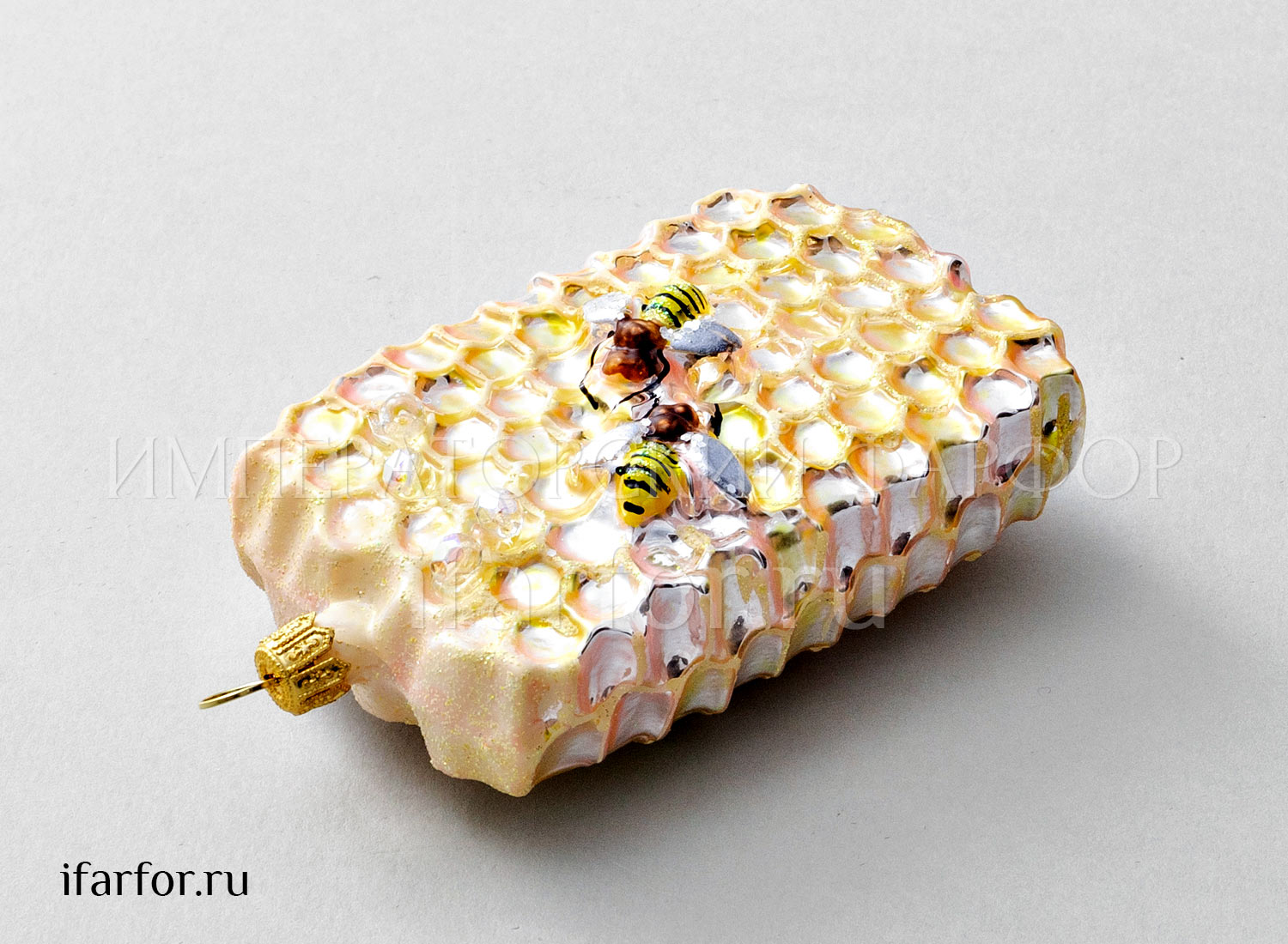 Елочная игрушка «Соты 3» Стекло. 60 x 120 мм.