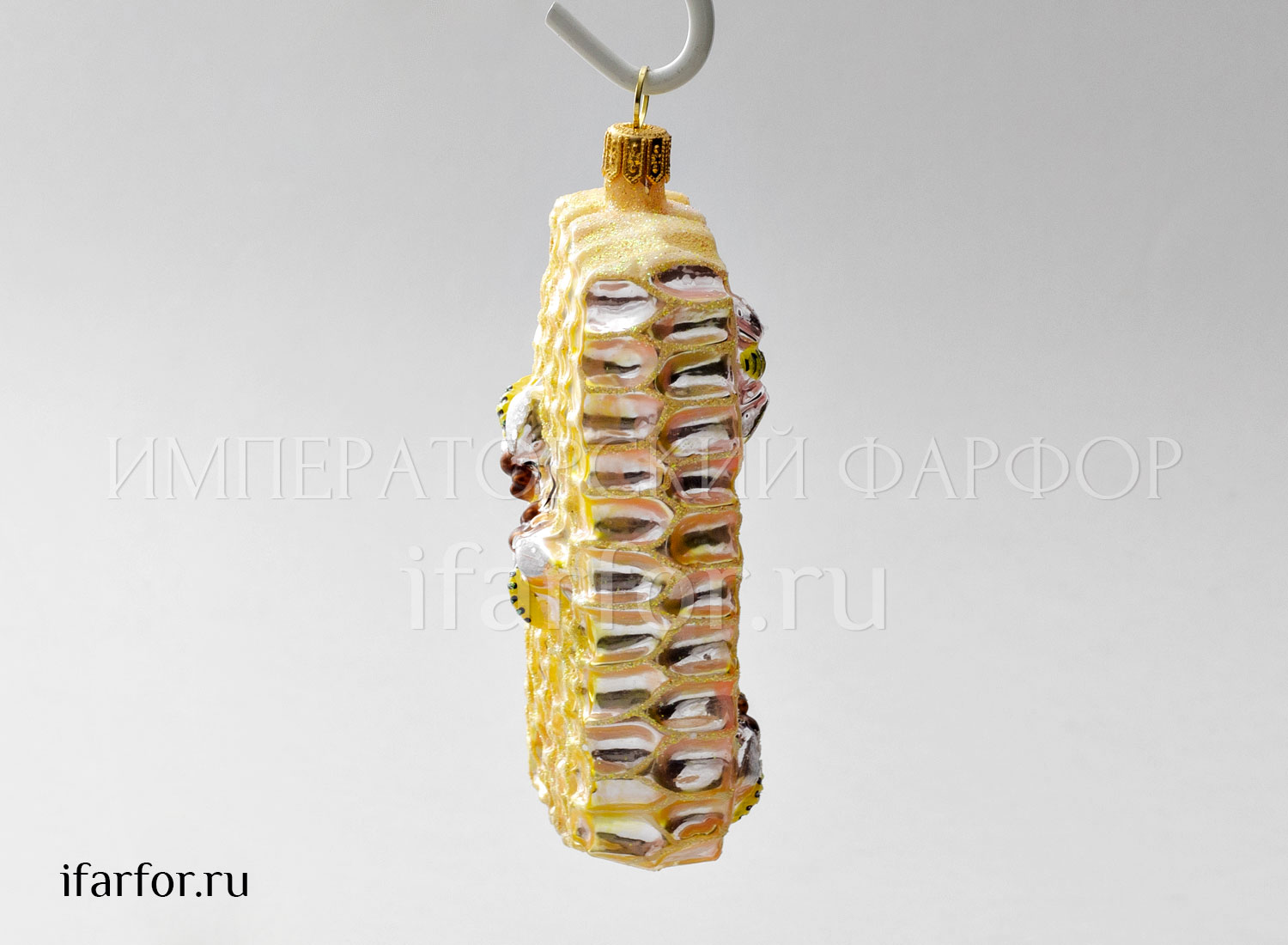Елочная игрушка «Соты 4» Стекло. 60 x 120 мм.