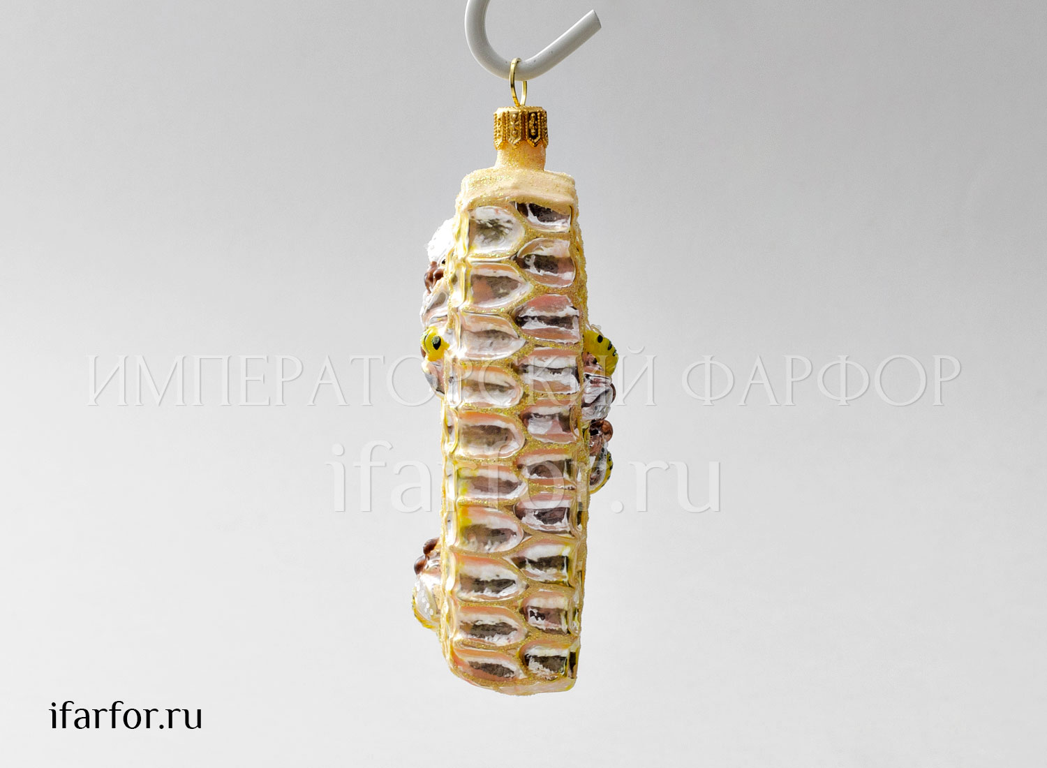 Елочная игрушка «Соты 4» Стекло. 60 x 120 мм.