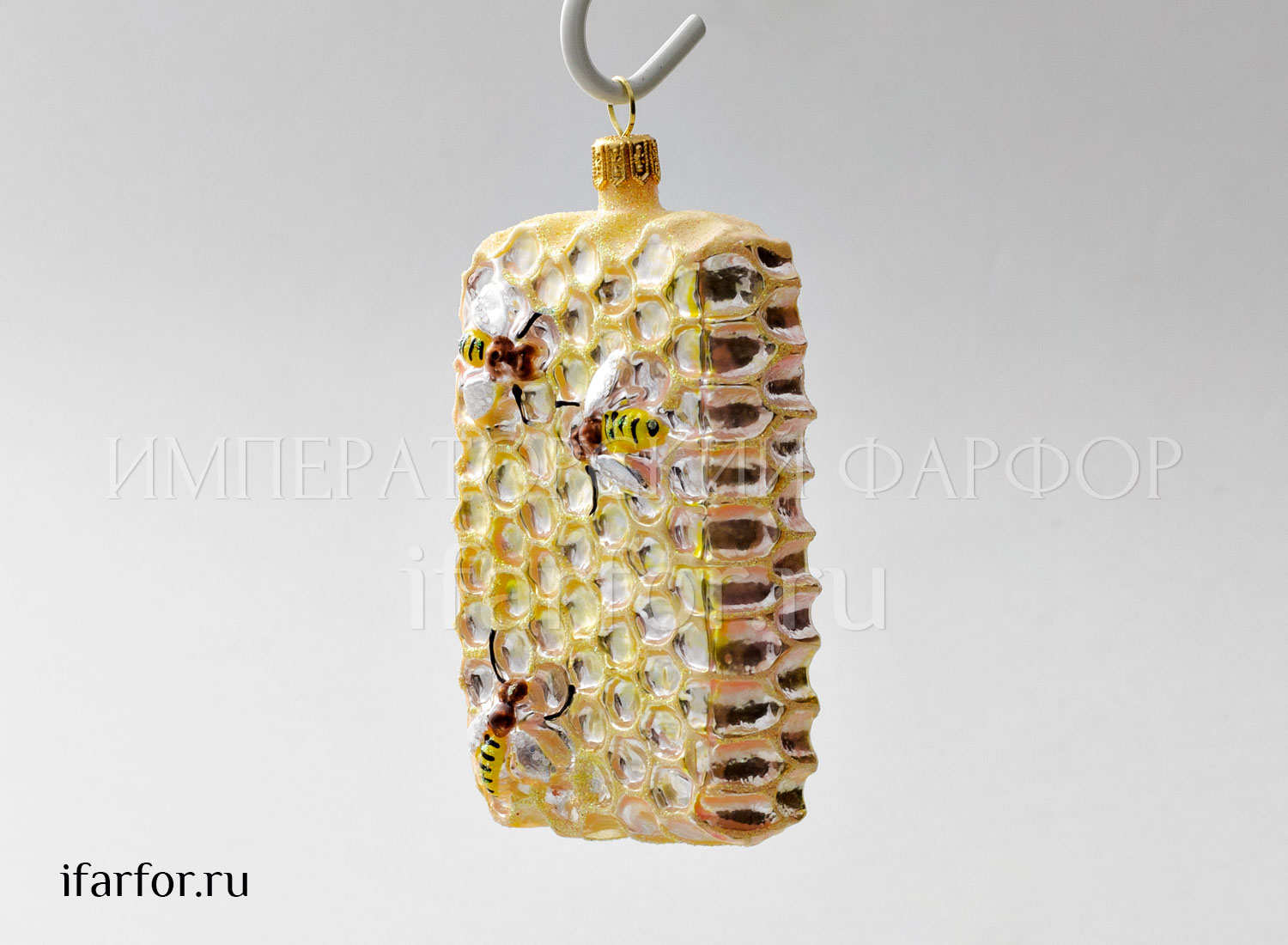 Елочная игрушка «Соты 4» Стекло. 60 x 120 мм.