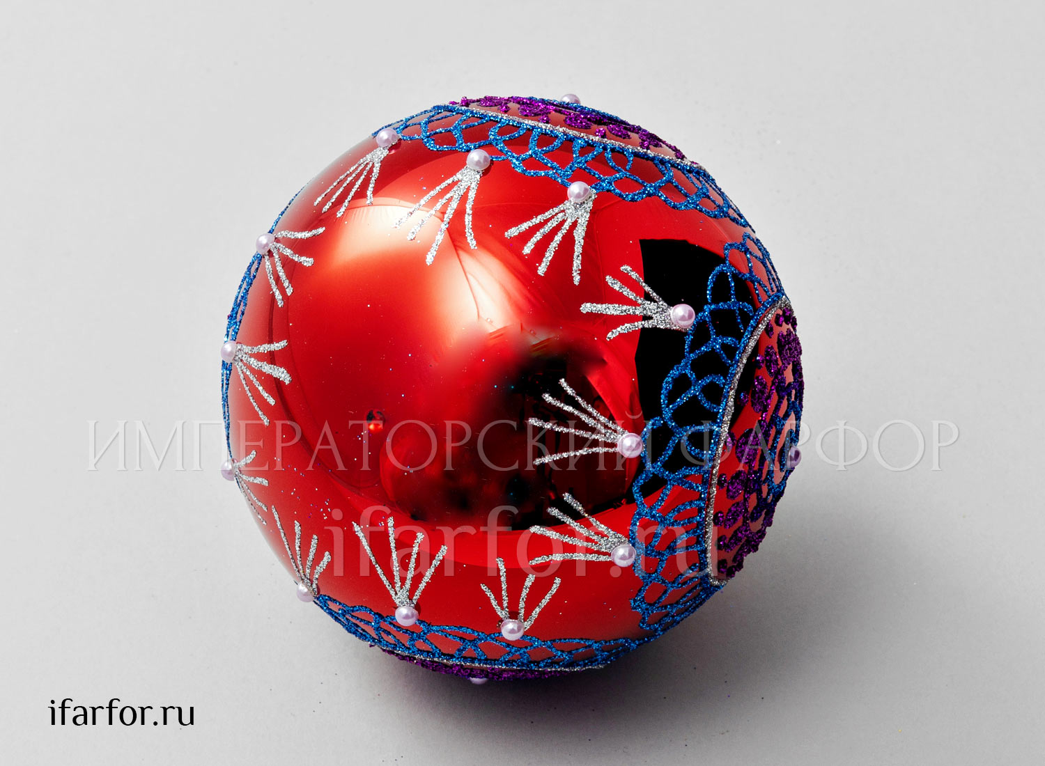 Елочная игрушка «Шар большой» Форма: Шар большой. Стекло. 100 x 105 мм.
