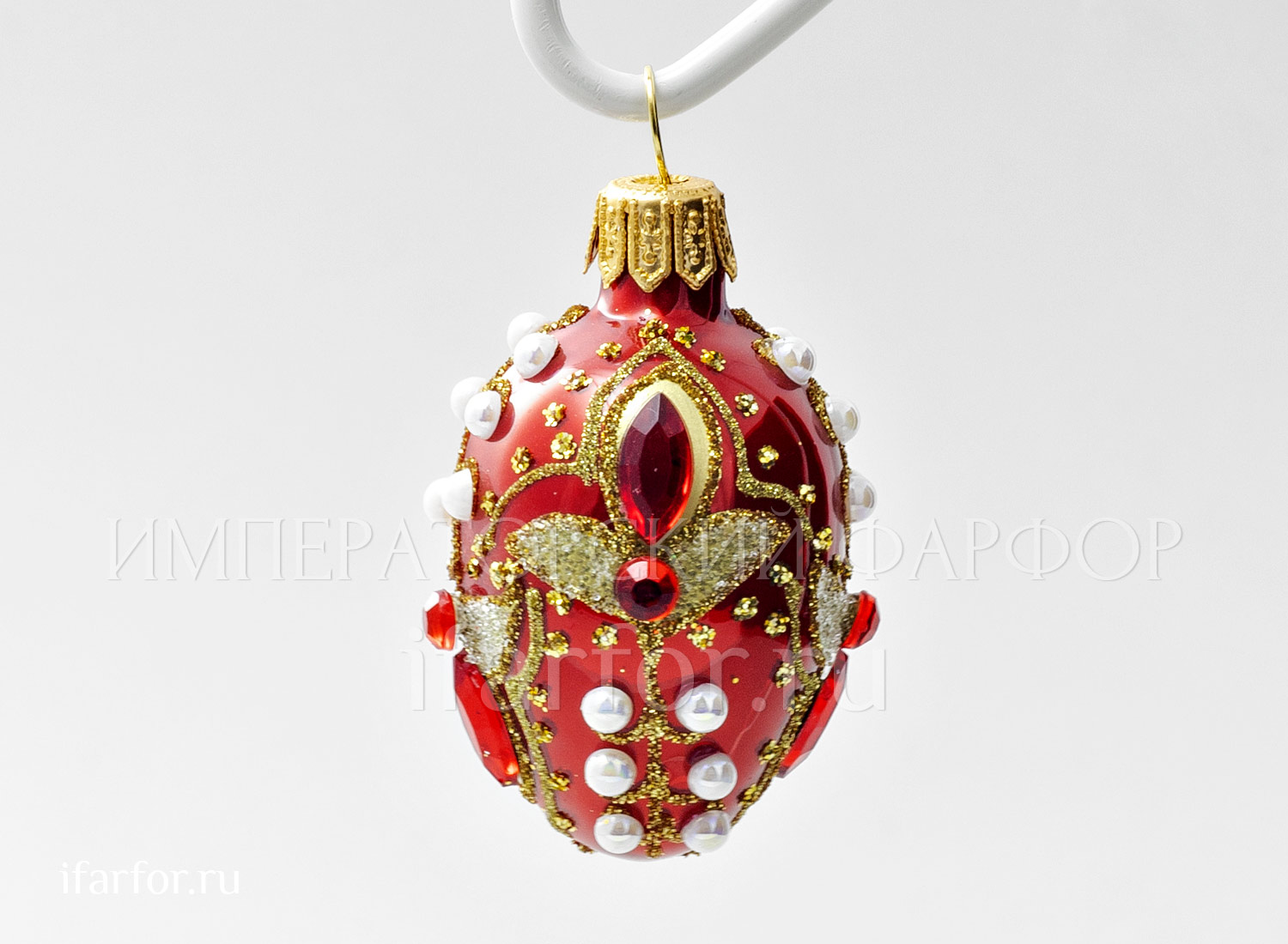 Елочная игрушка «Яйцо Фаберже» Форма: Яйцо Фаберже. Стекло. 62 мм.