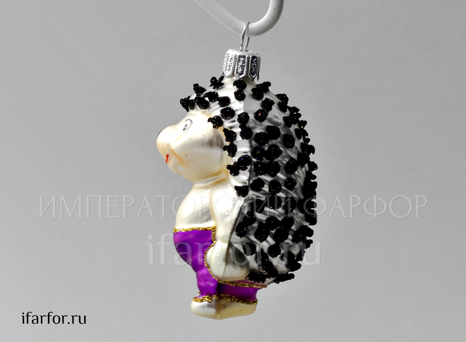 Елочная игрушка «Ежик» Стекло. 85 мм.