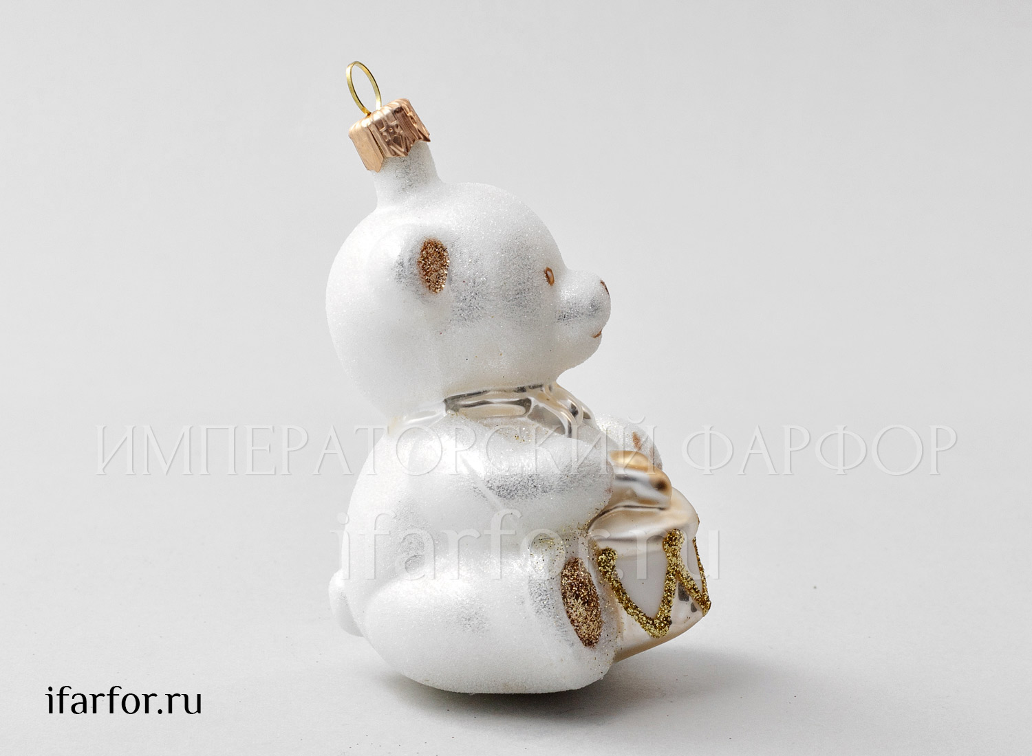 Елочная игрушка «Мишка Тедди. Мишка Тедди с барабаном» Стекло. 95 мм.