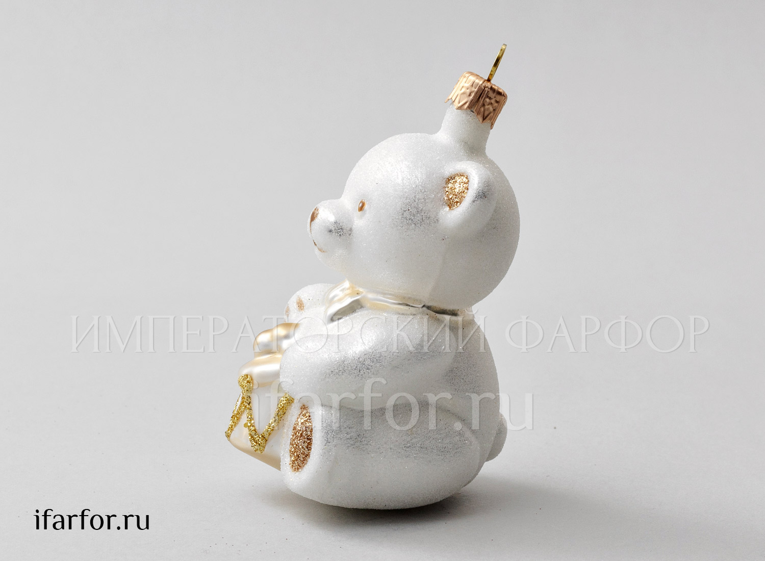 Елочная игрушка «Мишка Тедди. Мишка Тедди с барабаном» Стекло. 95 мм.