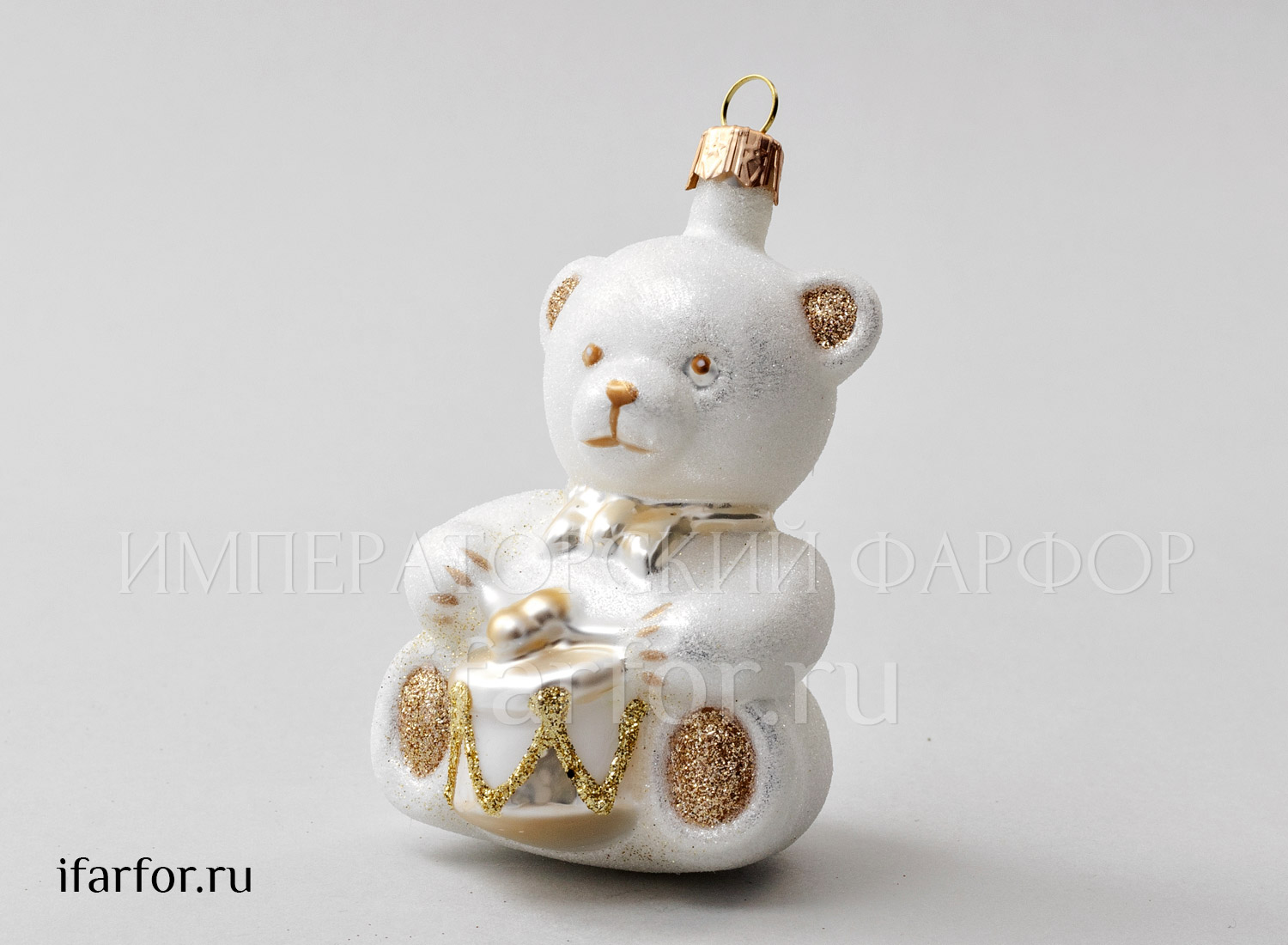 Елочная игрушка «Мишка Тедди. Мишка Тедди с барабаном» Стекло. 95 мм.
