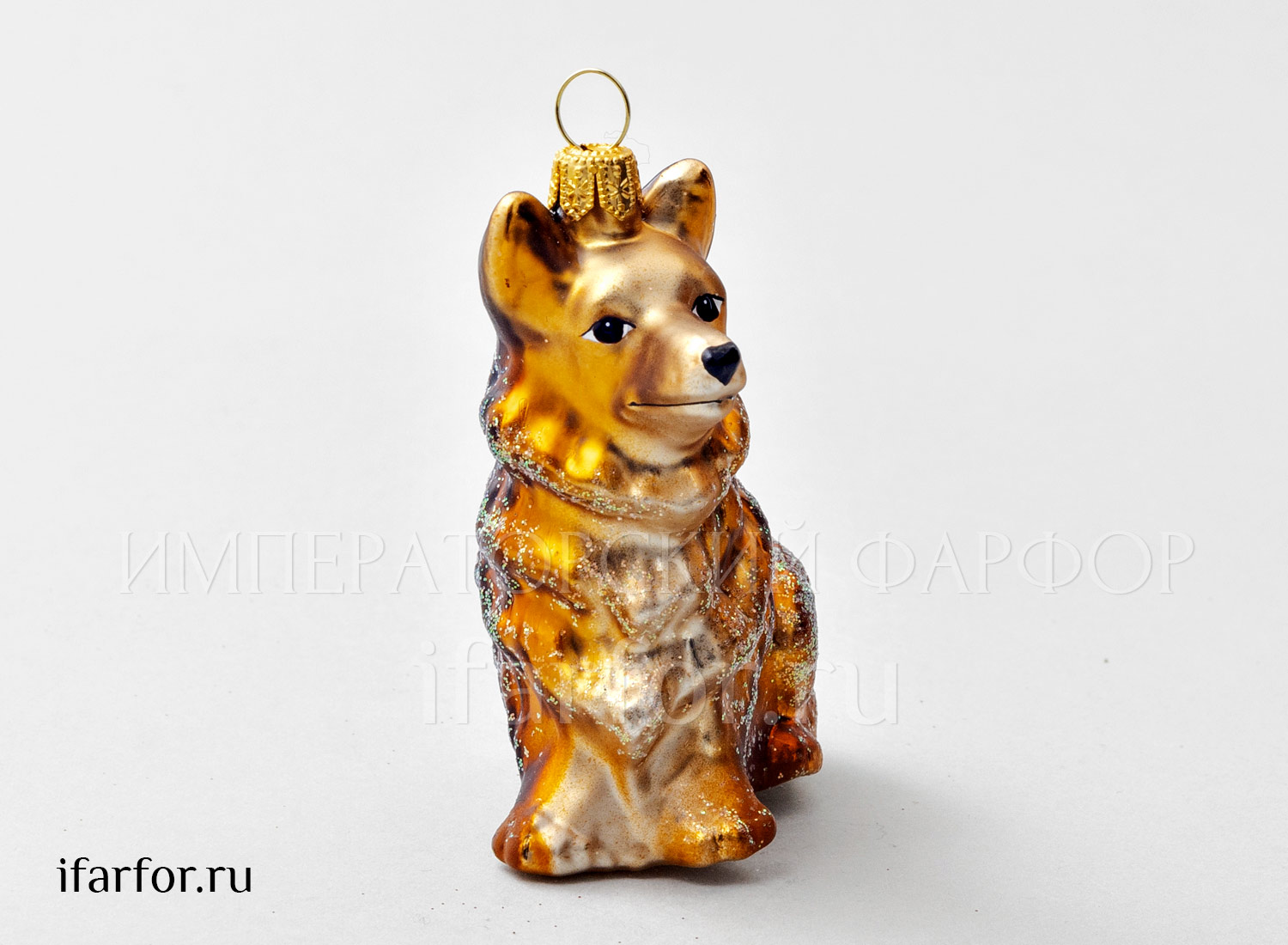 Елочная игрушка «Корги» Стекло. 85 мм.