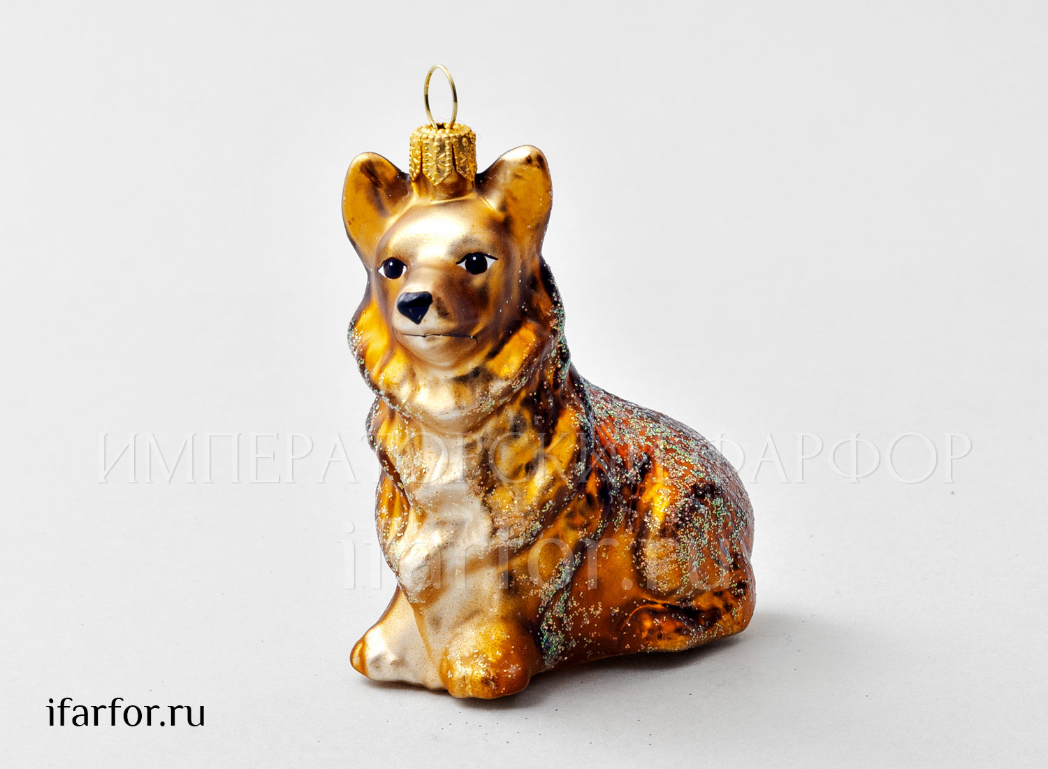 Елочная игрушка «Корги» Стекло. 85 мм.