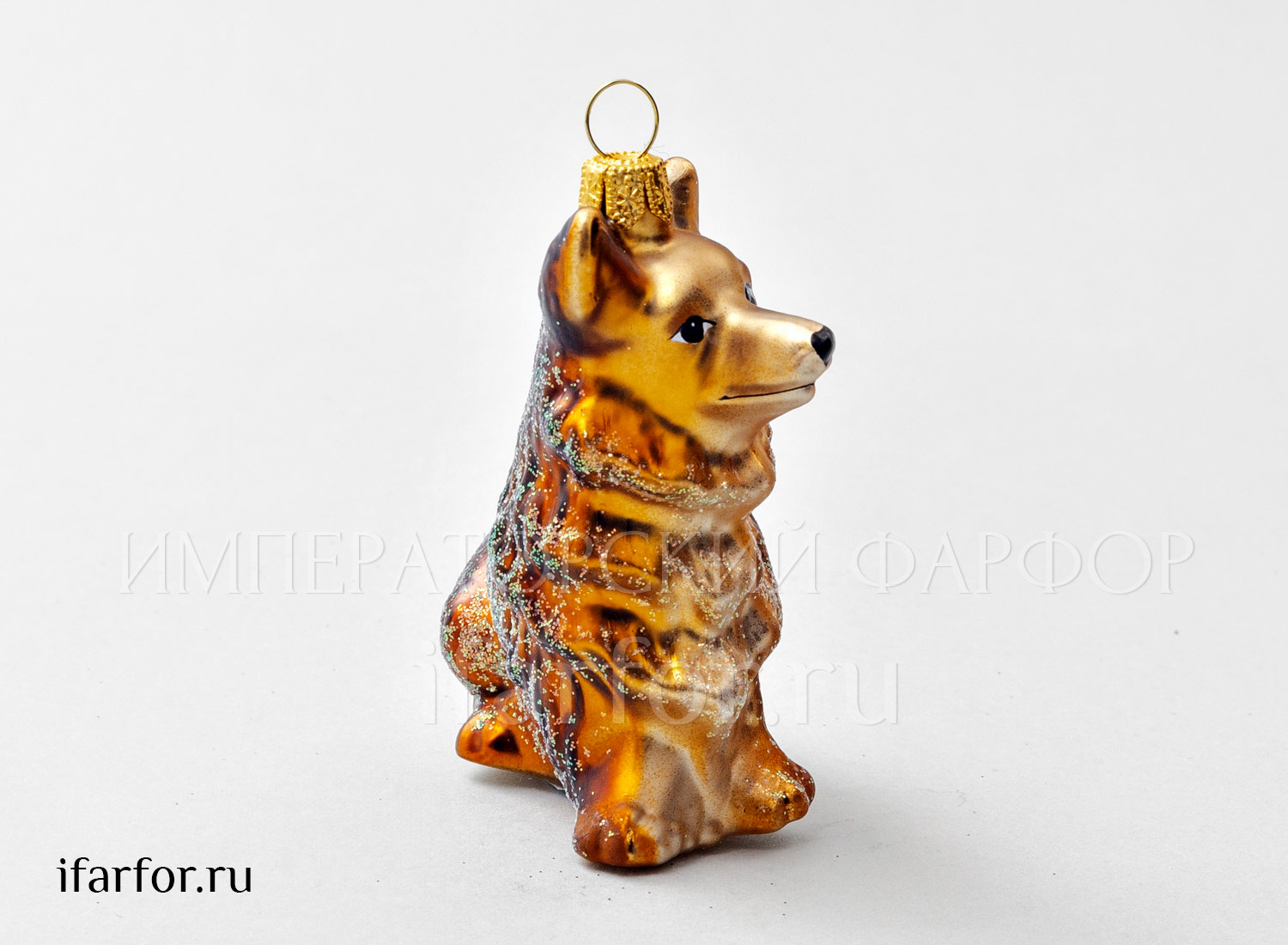Елочная игрушка «Корги» Стекло. 85 мм.