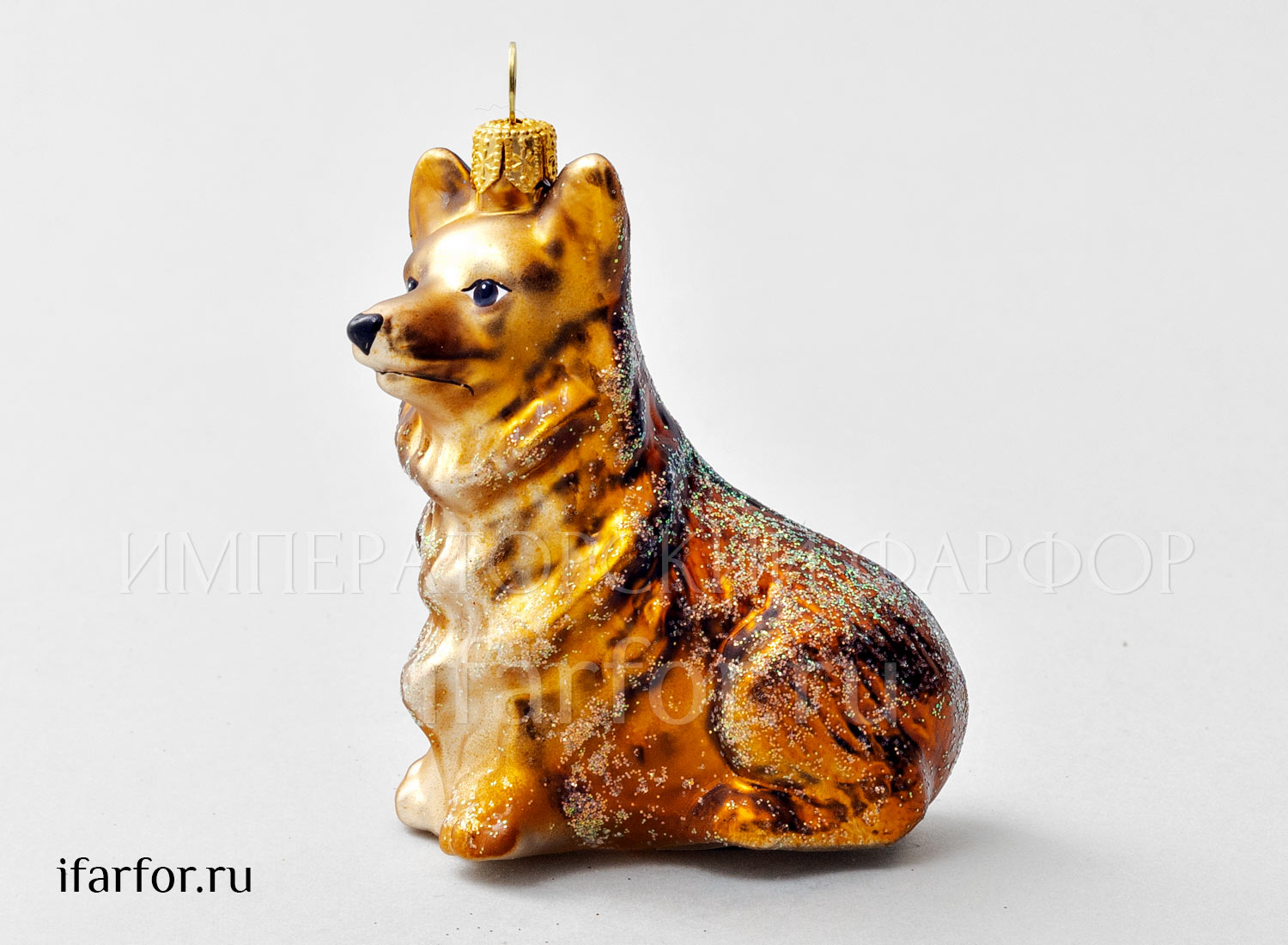 Елочная игрушка «Корги» Стекло. 85 мм.