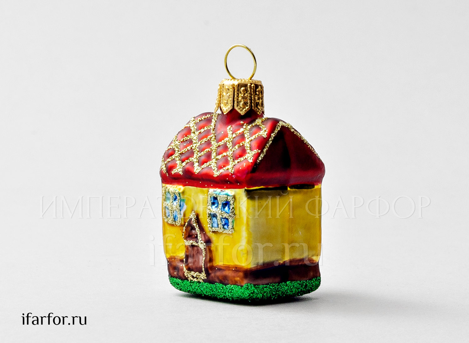 Елочная игрушка «Домик» Стекло. 60 мм.