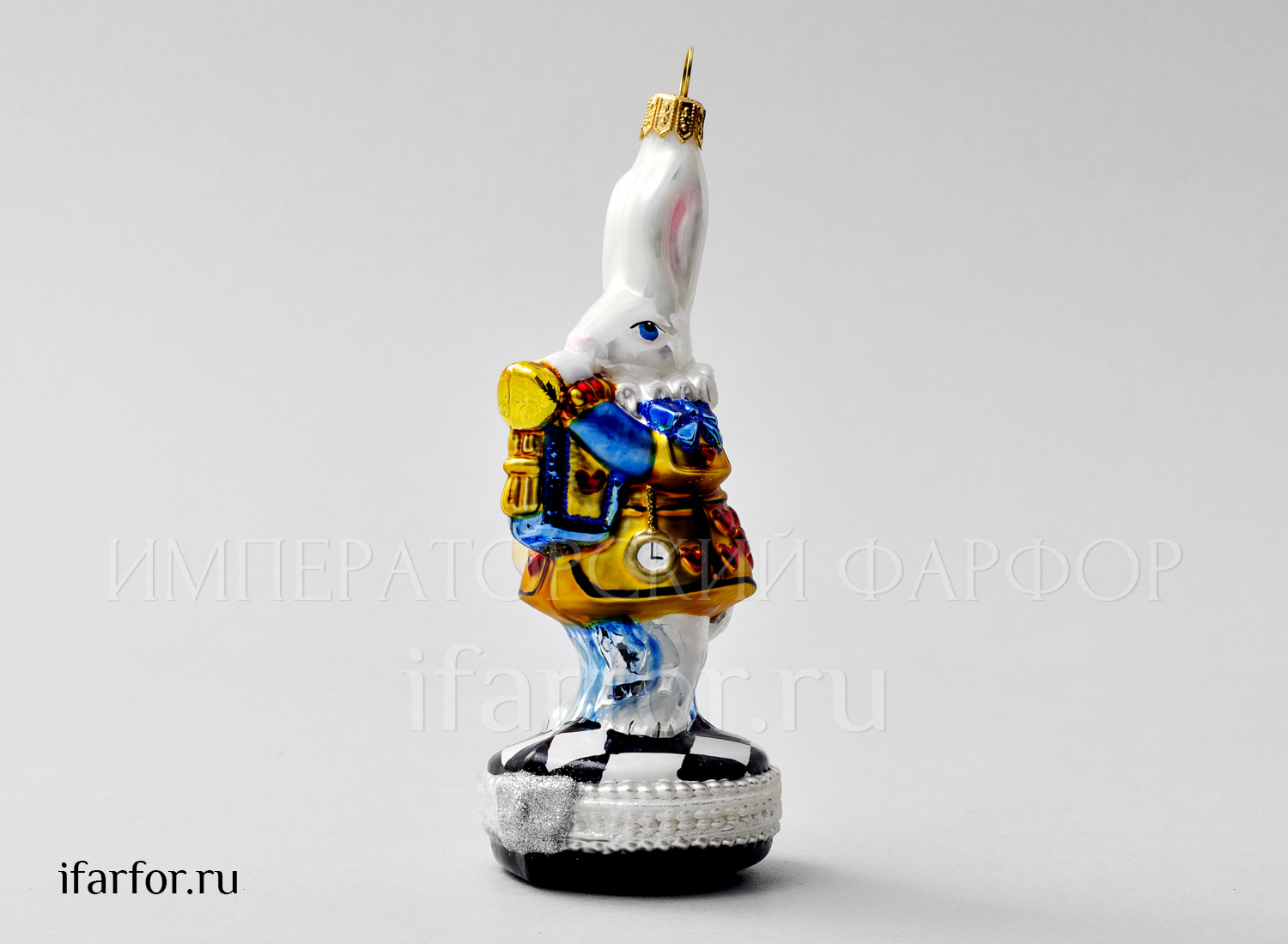 Елочная игрушка «Кролик с трубой» Стекло. 140 мм.