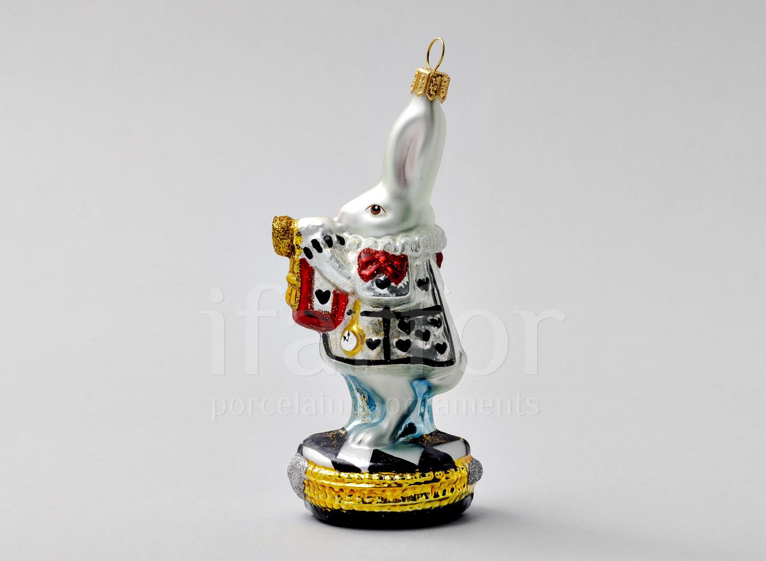 Елочная игрушка «Кролик с трубой» Стекло. 47 x 137 мм.