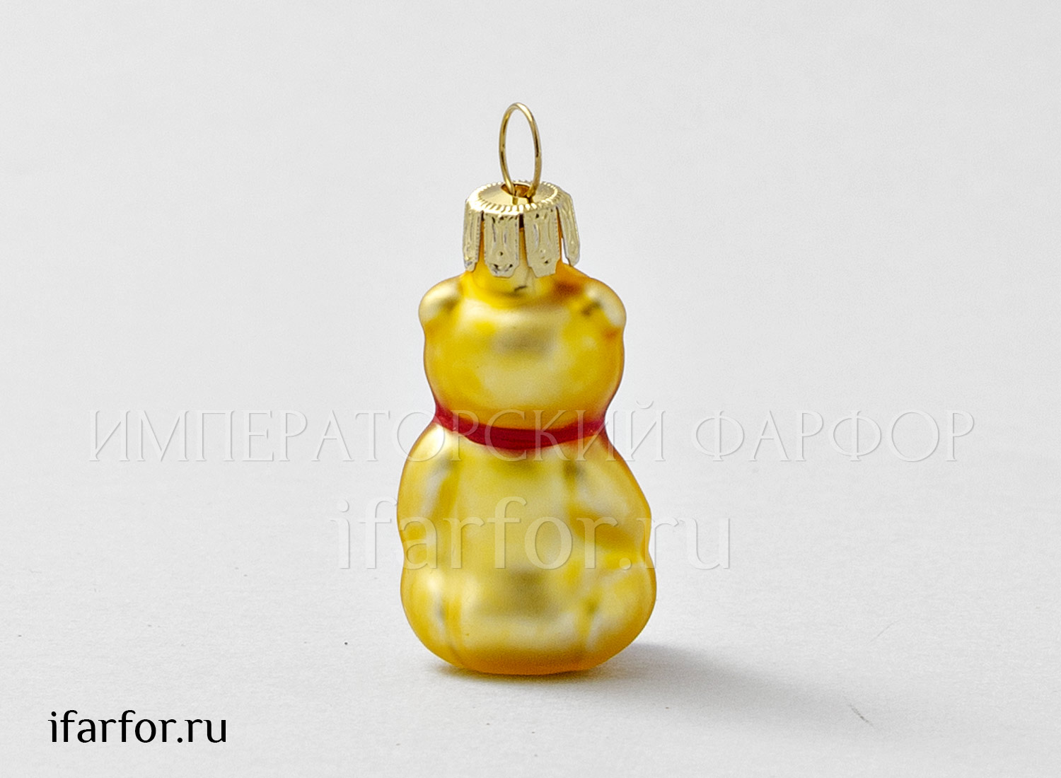 Елочная игрушка «Мишка золотой» Стекло. 40 мм.