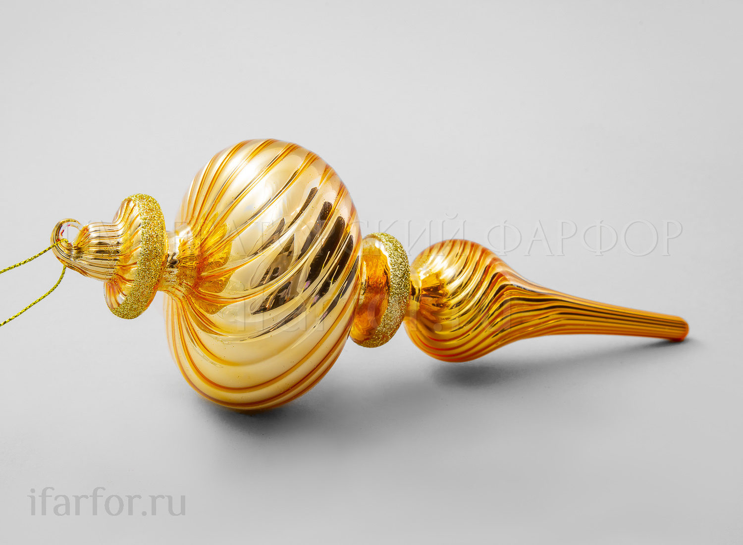 Елочная игрушка «Веретено» Форма: Веретено. Стекло. 230 мм.