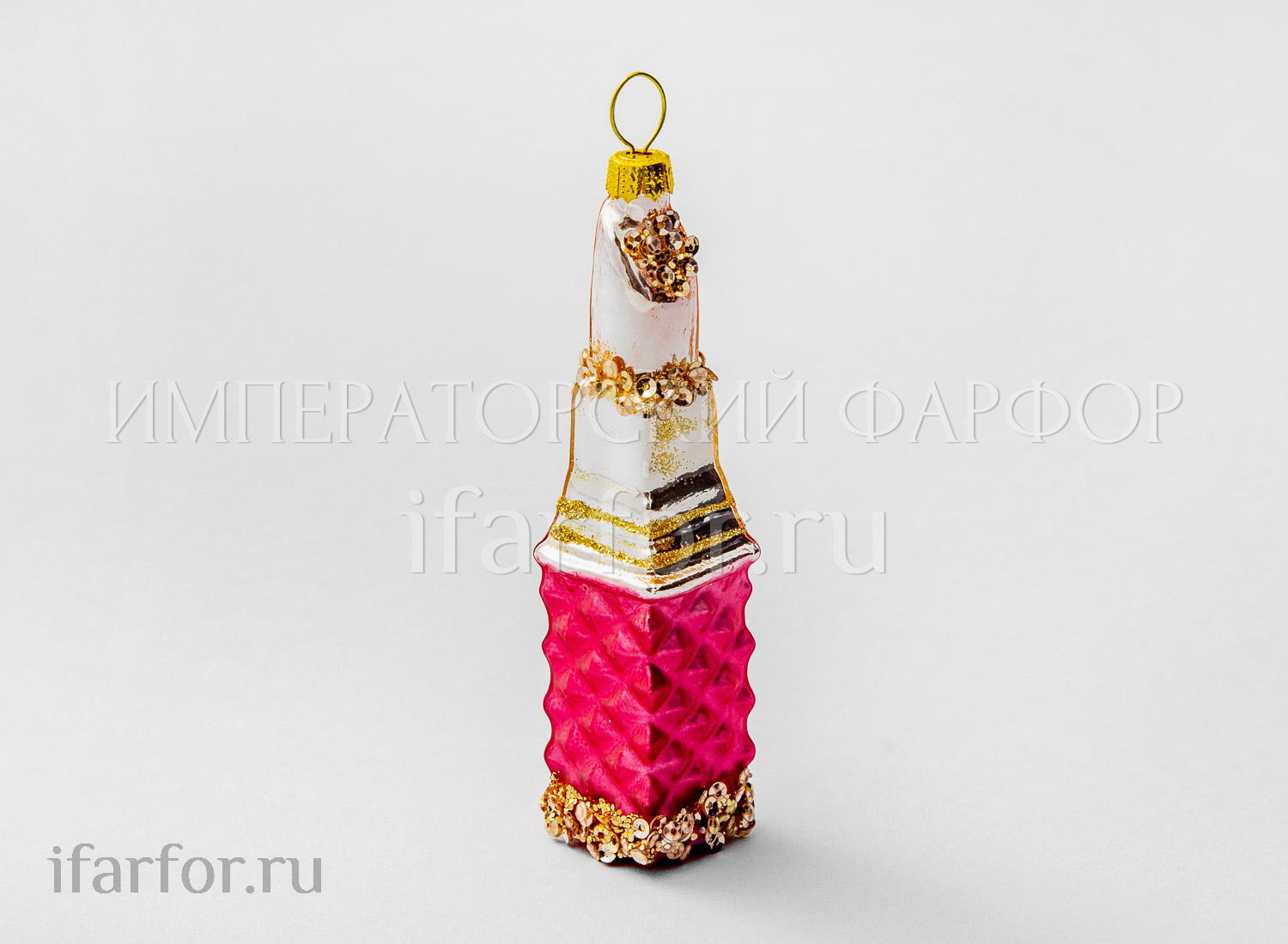 Елочная игрушка «Губная помада» Форма: Губная помада. Стекло. 25 x 115 мм.