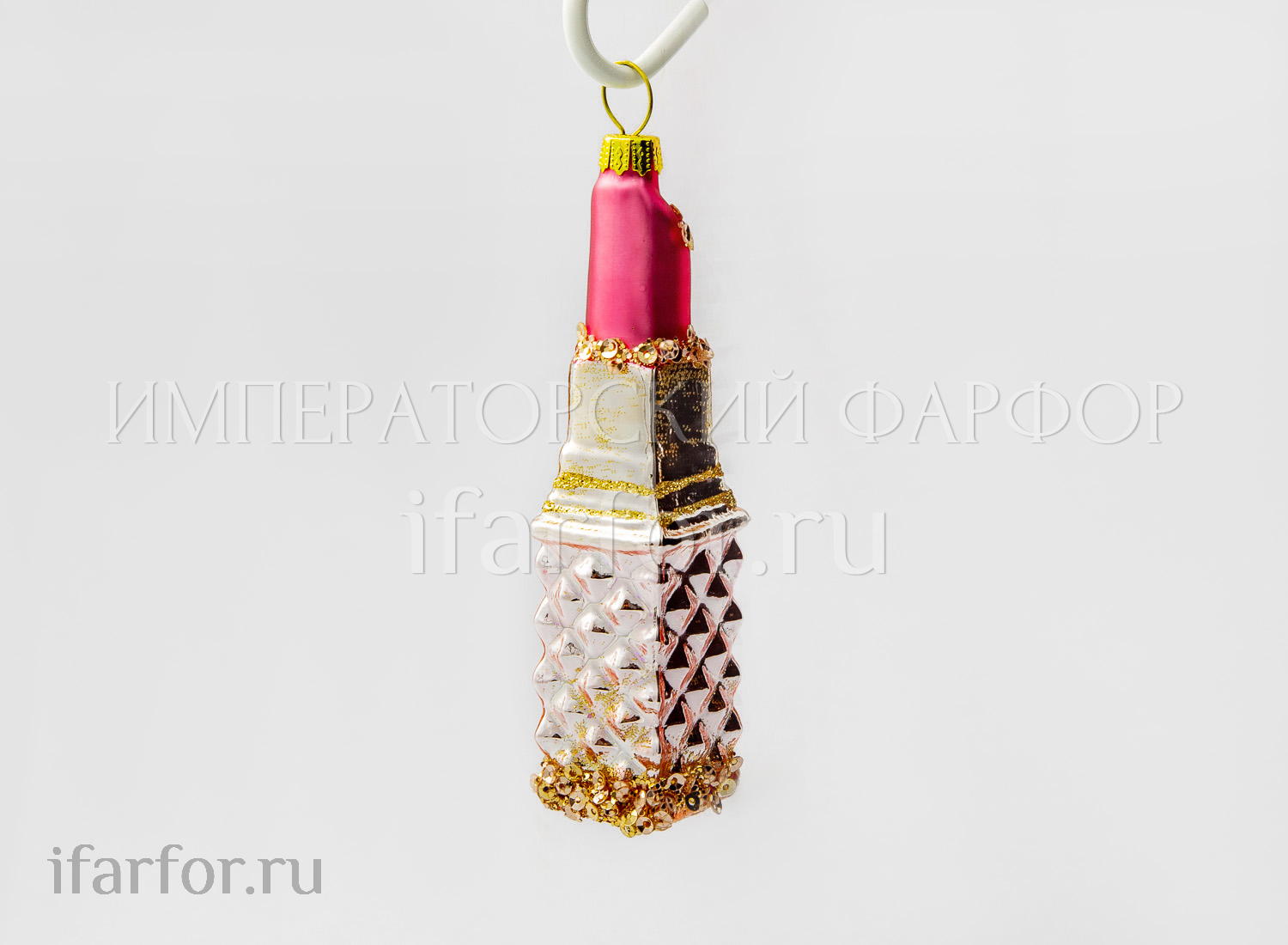 Елочная игрушка «Губная помада» Форма: Губная помада. Стекло. 25 x 115 мм.