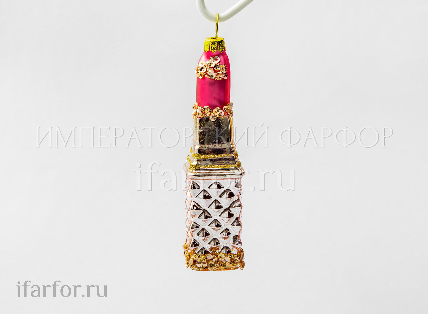 Елочная игрушка «Губная помада» Форма: Губная помада. Стекло. 25 x 115 мм.
