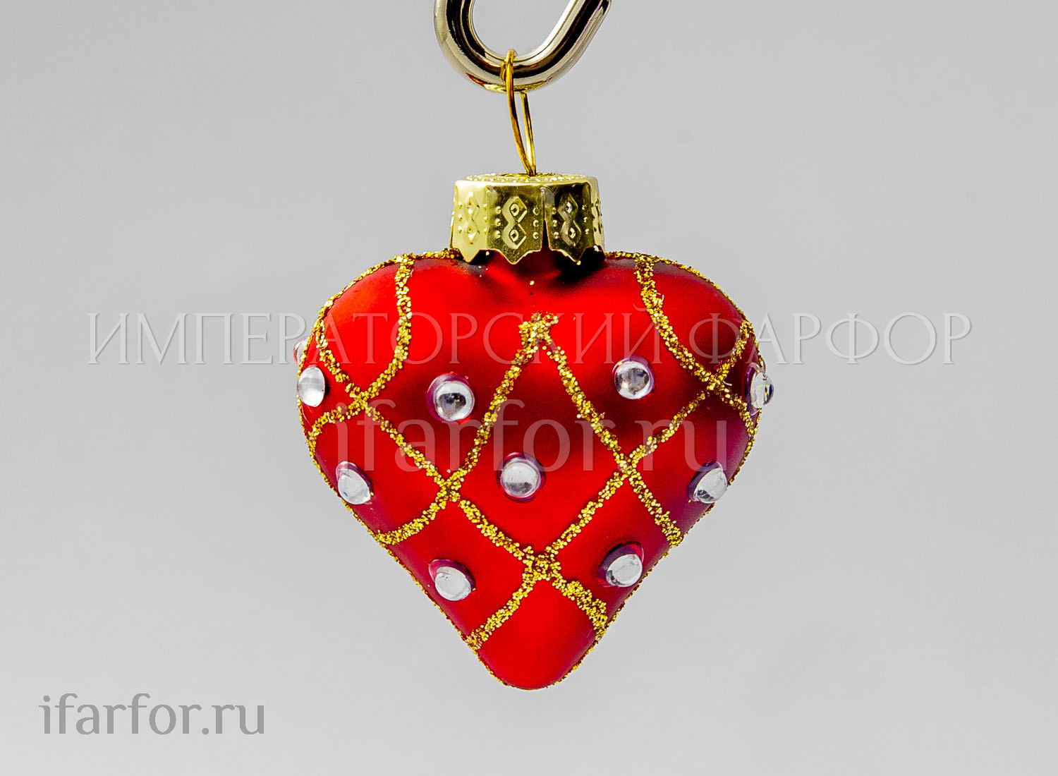 Елочная игрушка «Сердечко» Форма: Сердечко. Стекло. 50 мм.
