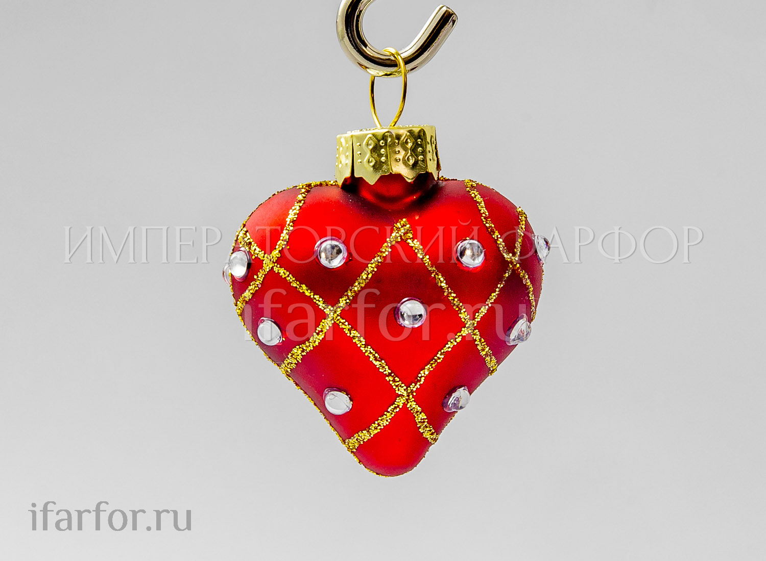 Елочная игрушка «Сердечко» Форма: Сердечко. Стекло. 50 мм.