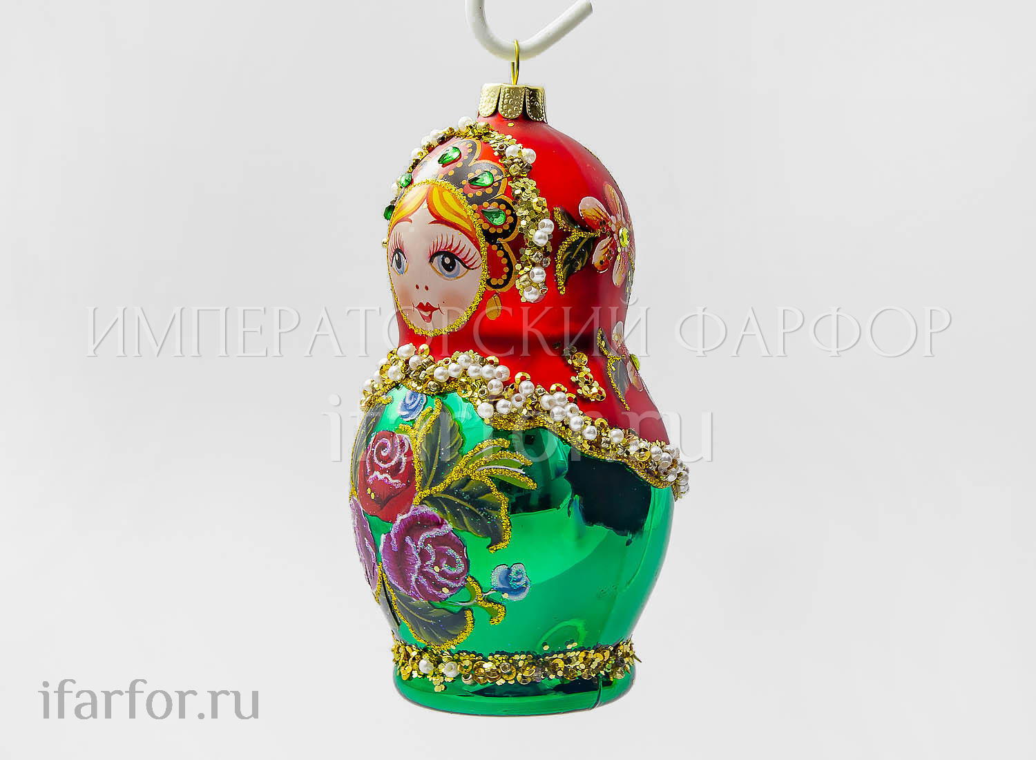 Елочная игрушка «Матрешка» Форма: Матрешка. Стекло. 105 мм.