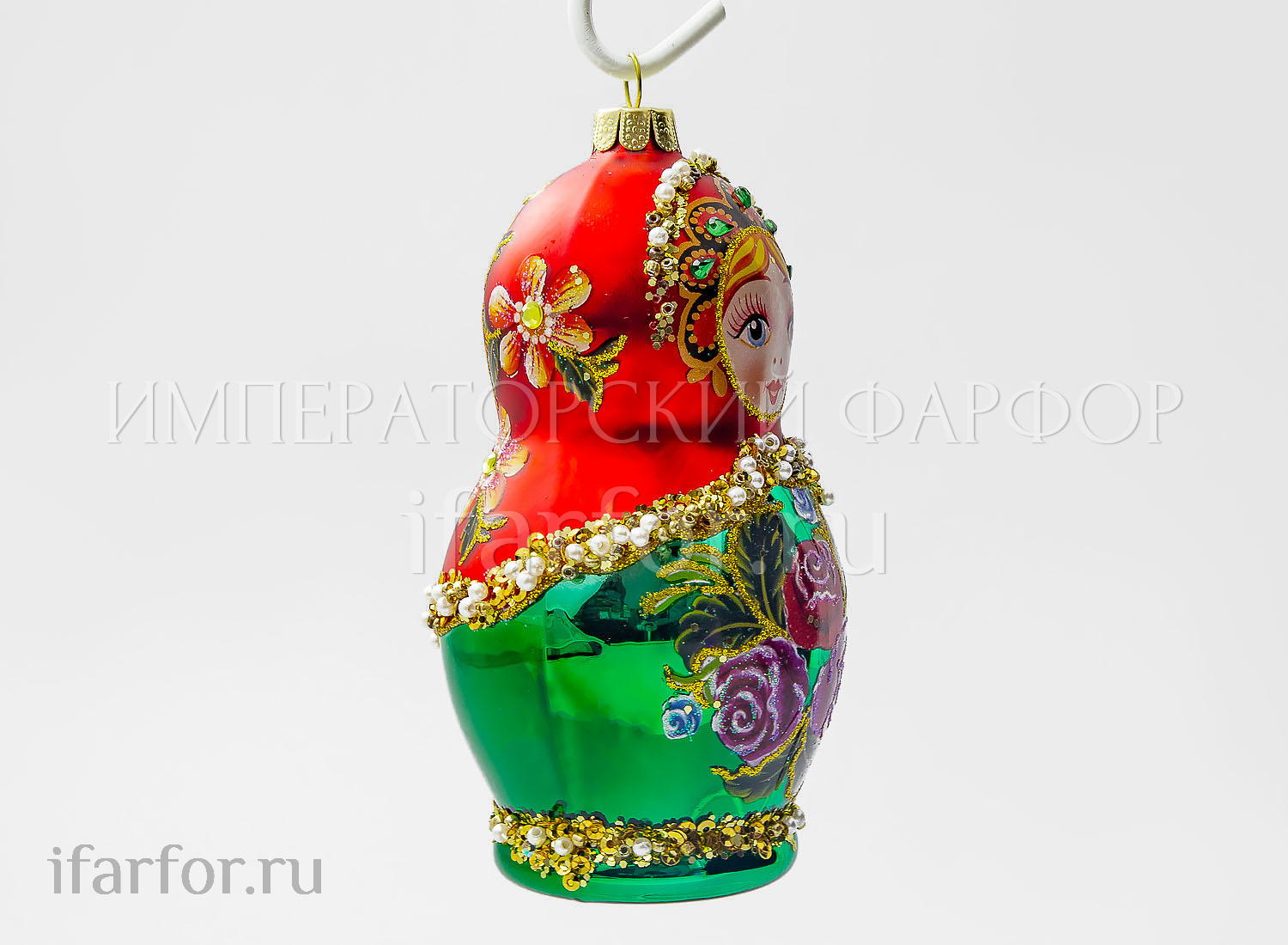 Елочная игрушка «Матрешка» Форма: Матрешка. Стекло. 105 мм.
