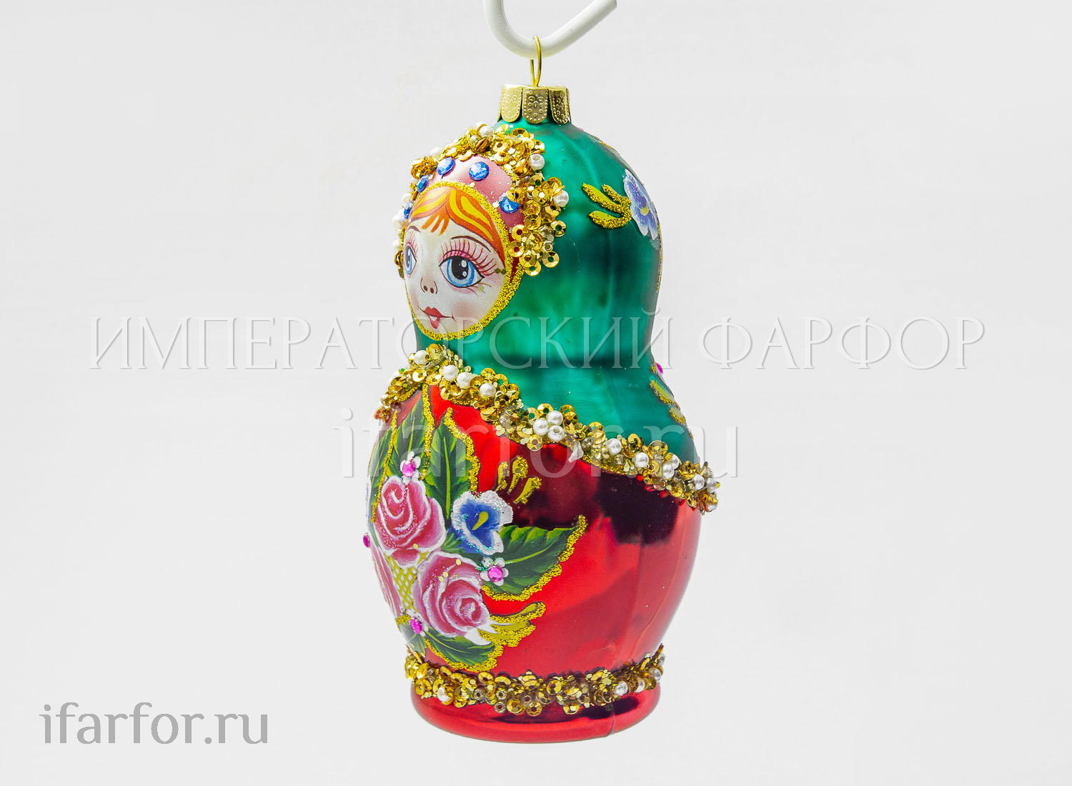 Елочная игрушка «Матрешка» Форма: Матрешка. Стекло. 105 мм.