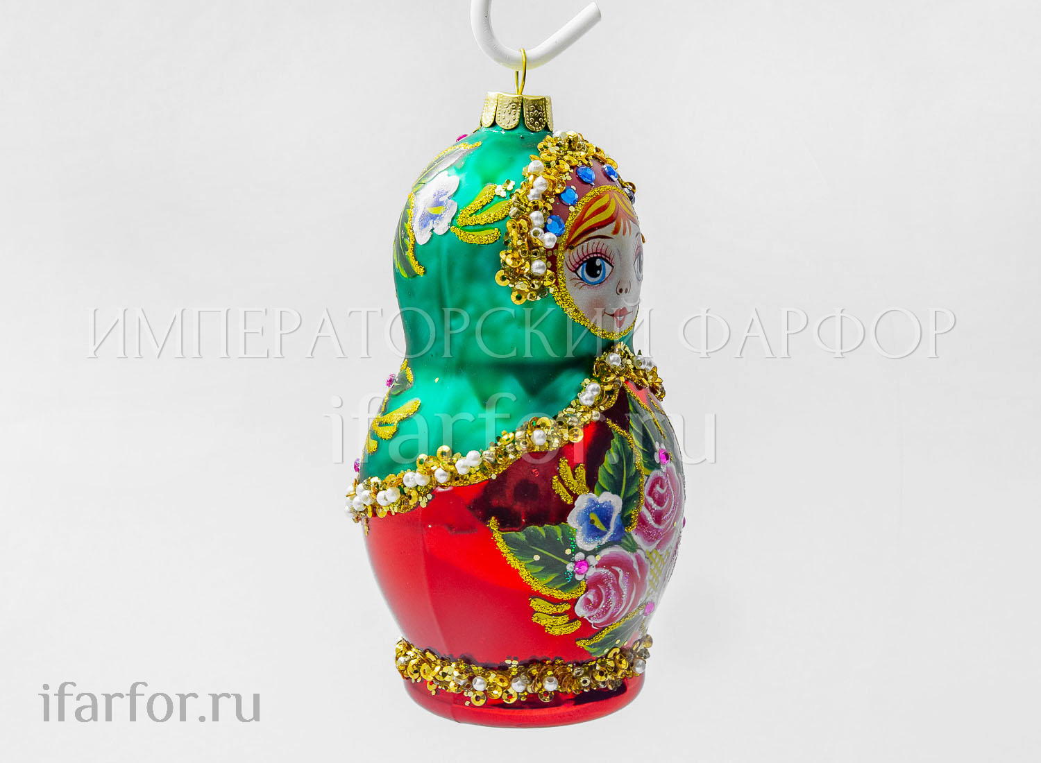 Елочная игрушка «Матрешка» Форма: Матрешка. Стекло. 105 мм.
