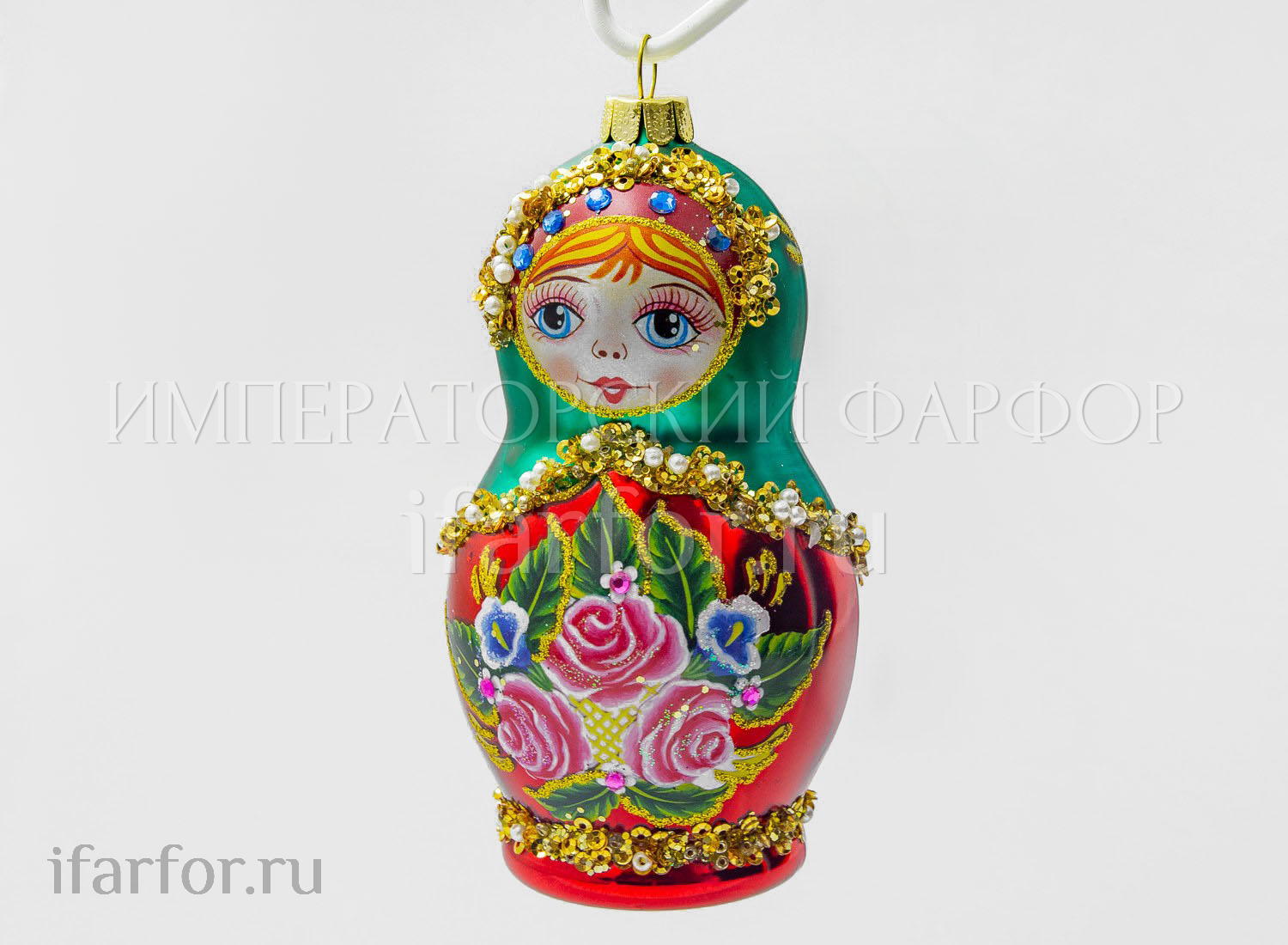 Елочная игрушка «Матрешка» Форма: Матрешка. Стекло. 105 мм.