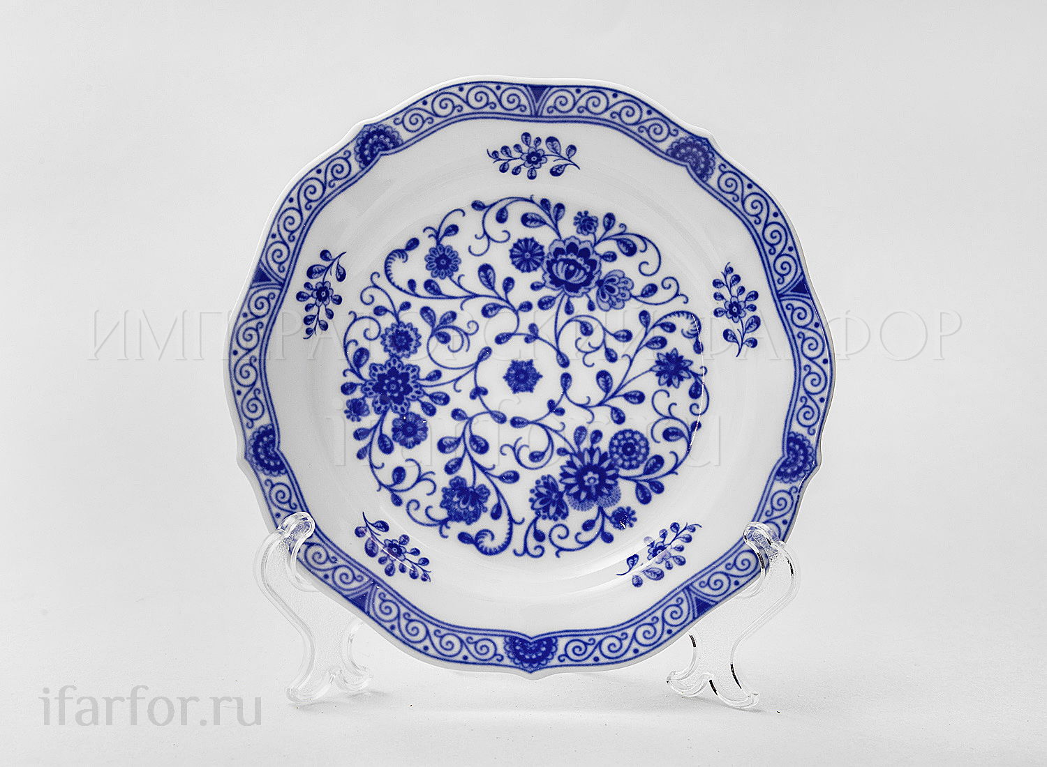 Блюдце кофейное «Alte Ranke blau» Форма: Marie-Luise 1150. Твердый фарфор. 160 мм.