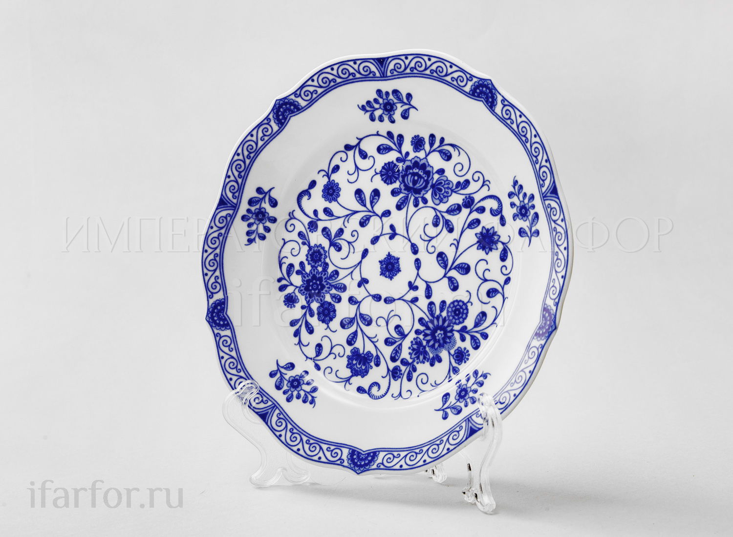 Тарелка «Alte Ranke blau» Твердый фарфор. 190 мм.