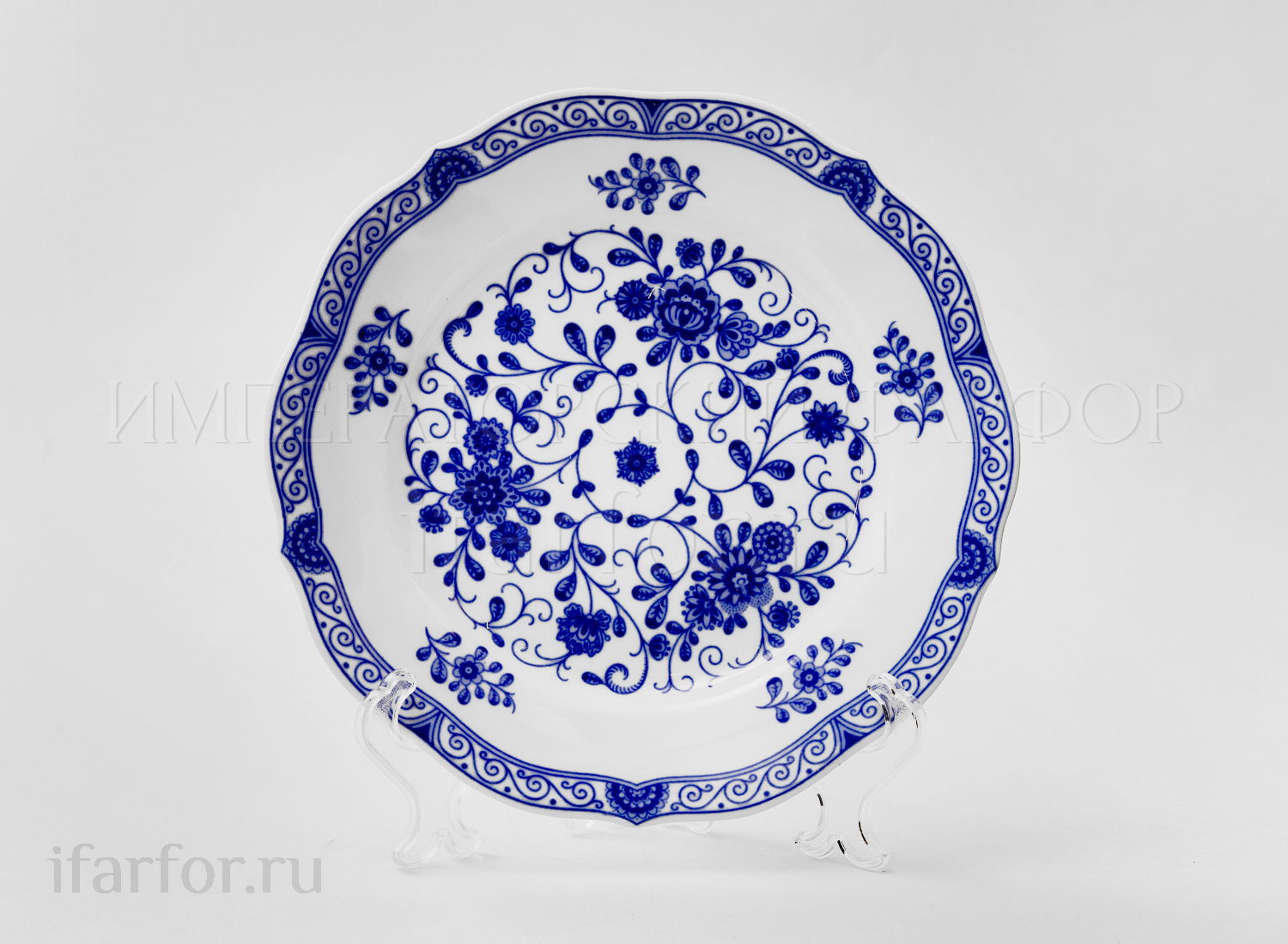 Тарелка «Alte Ranke blau» Твердый фарфор. 190 мм.