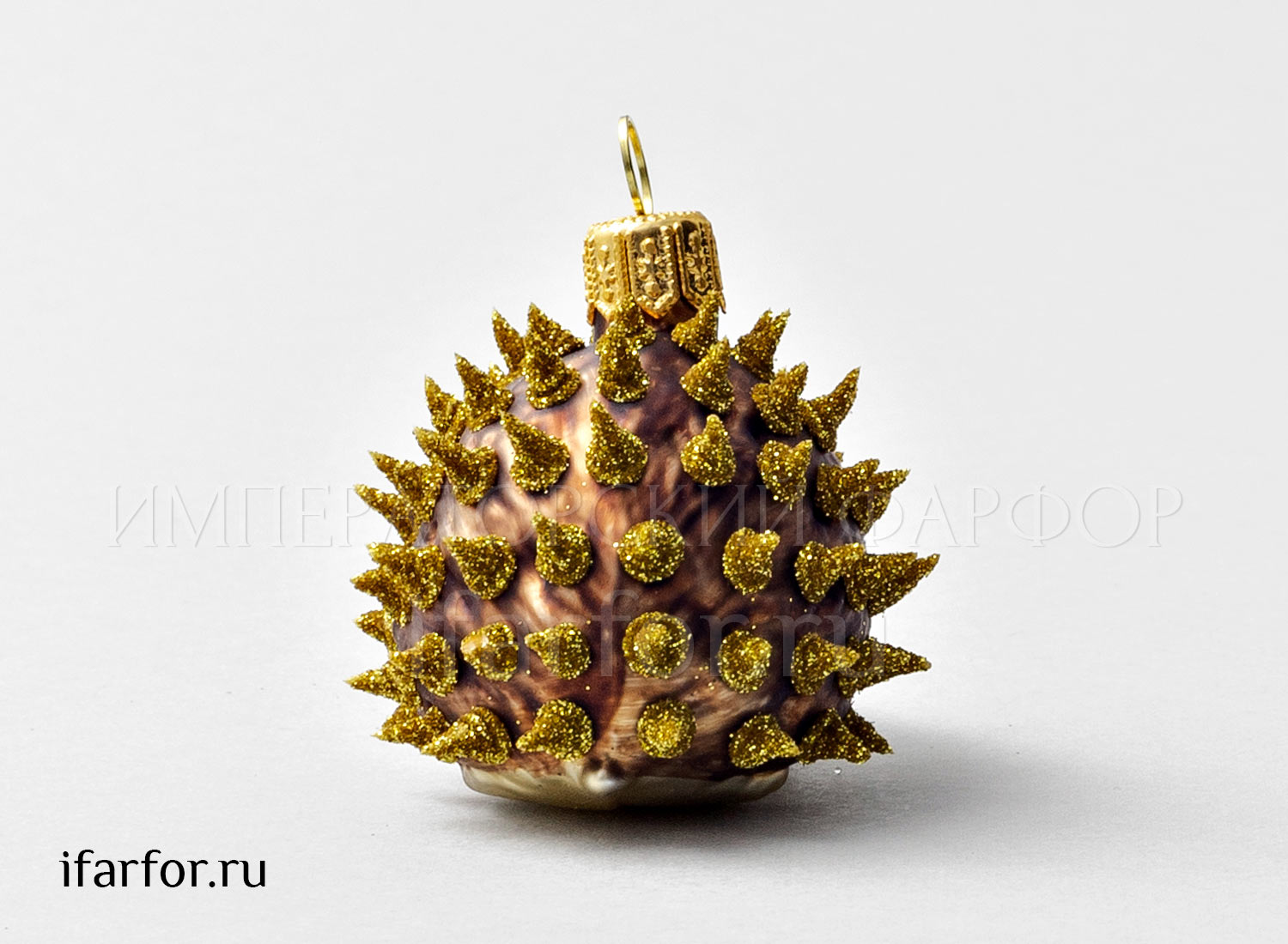 Елочная игрушка «Ежик» Стекло. 79 x 60 мм.