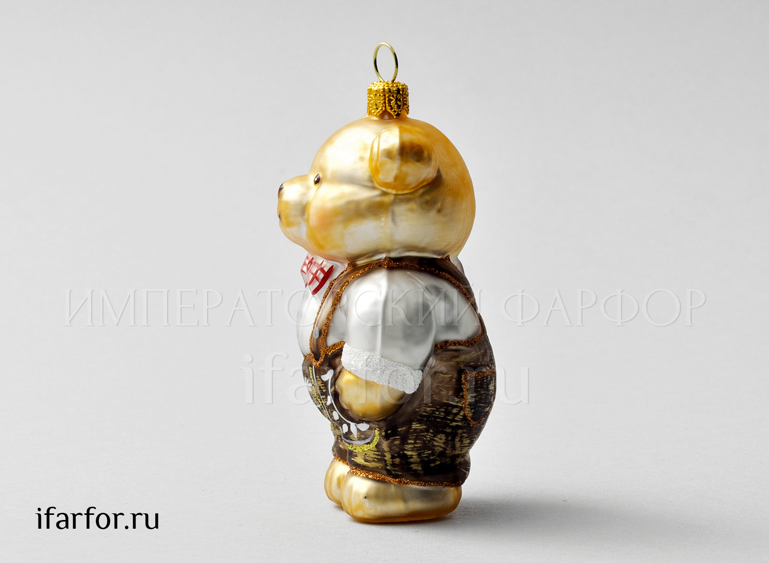 Елочная игрушка «Медвежонок» Стекло. 106 мм.