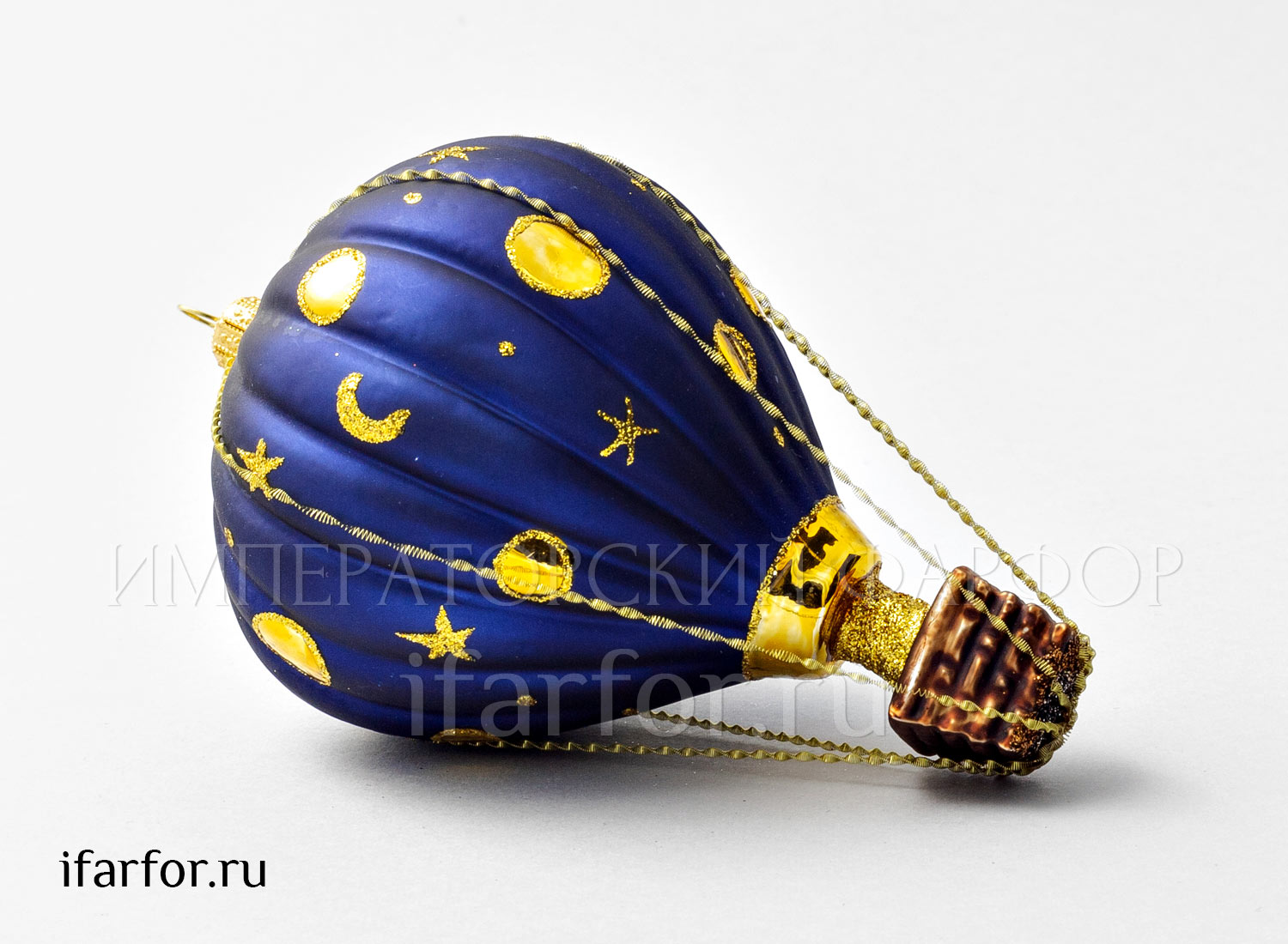 Елочная игрушка «Воздушный шар с лунным светом» Стекло. 91 x 150 мм.