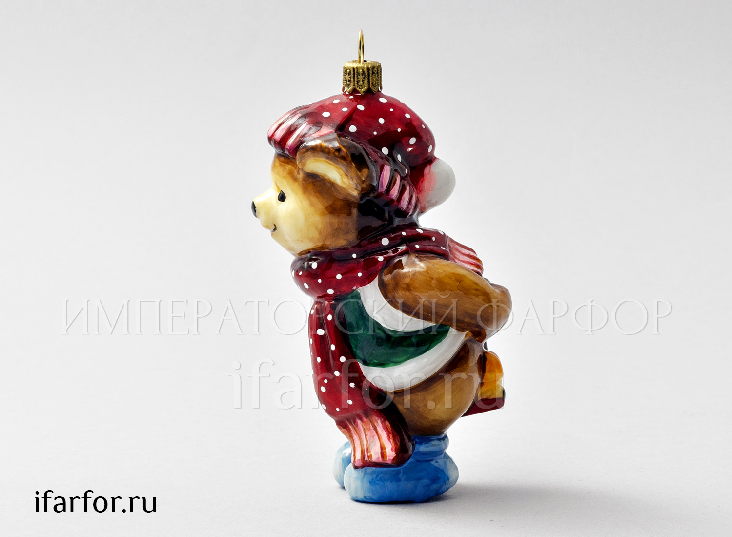 Елочная игрушка «Мишка Винни» Стекло. 45 x 120 мм.