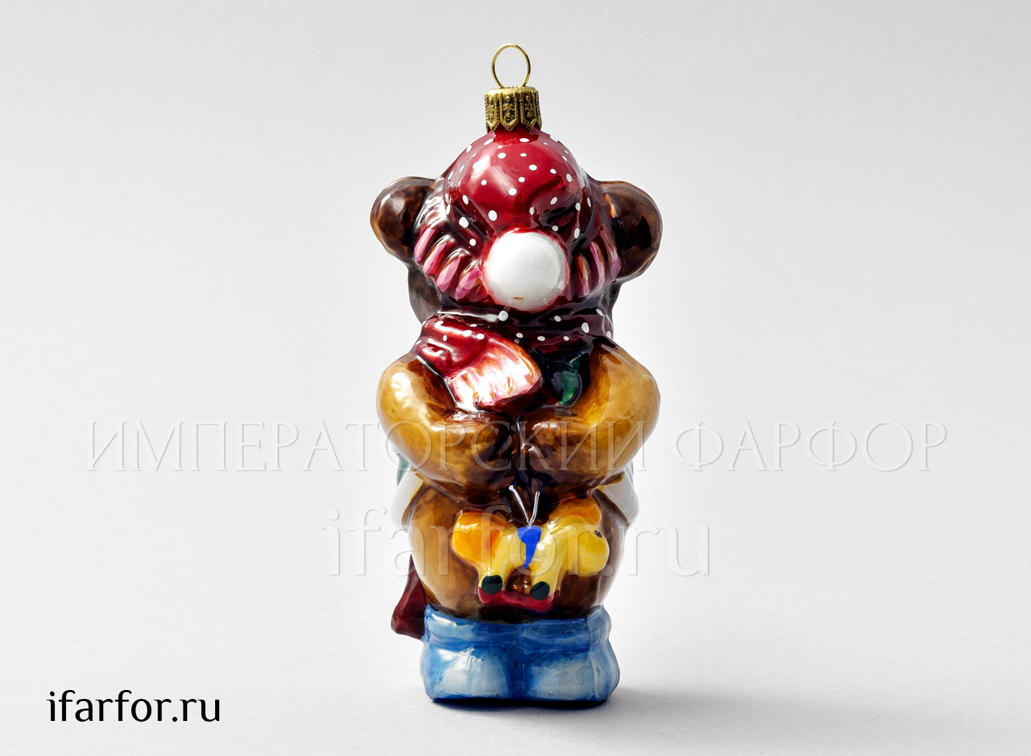 Елочная игрушка «Мишка Винни» Стекло. 45 x 120 мм.