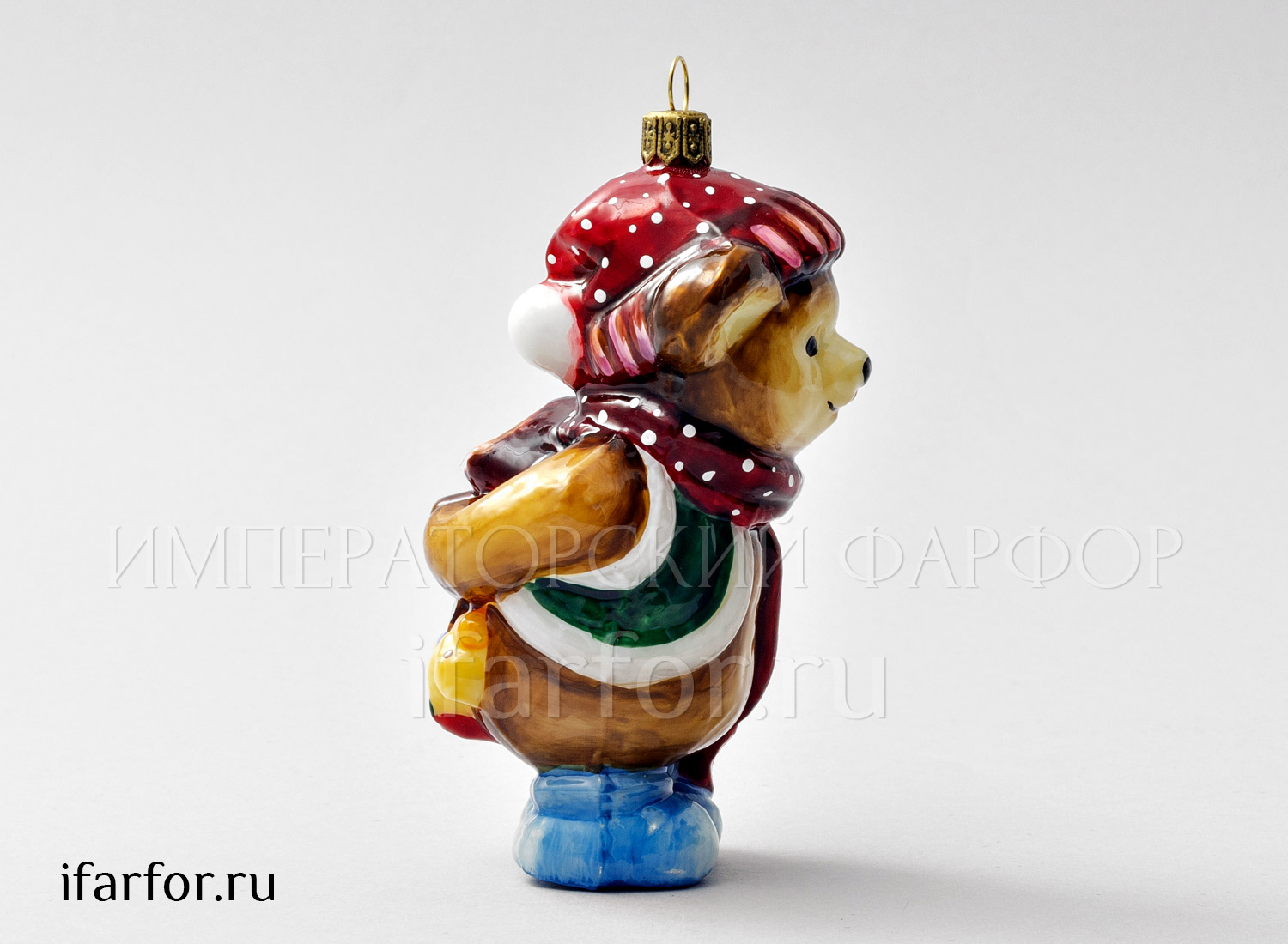 Елочная игрушка «Мишка Винни» Стекло. 45 x 120 мм.