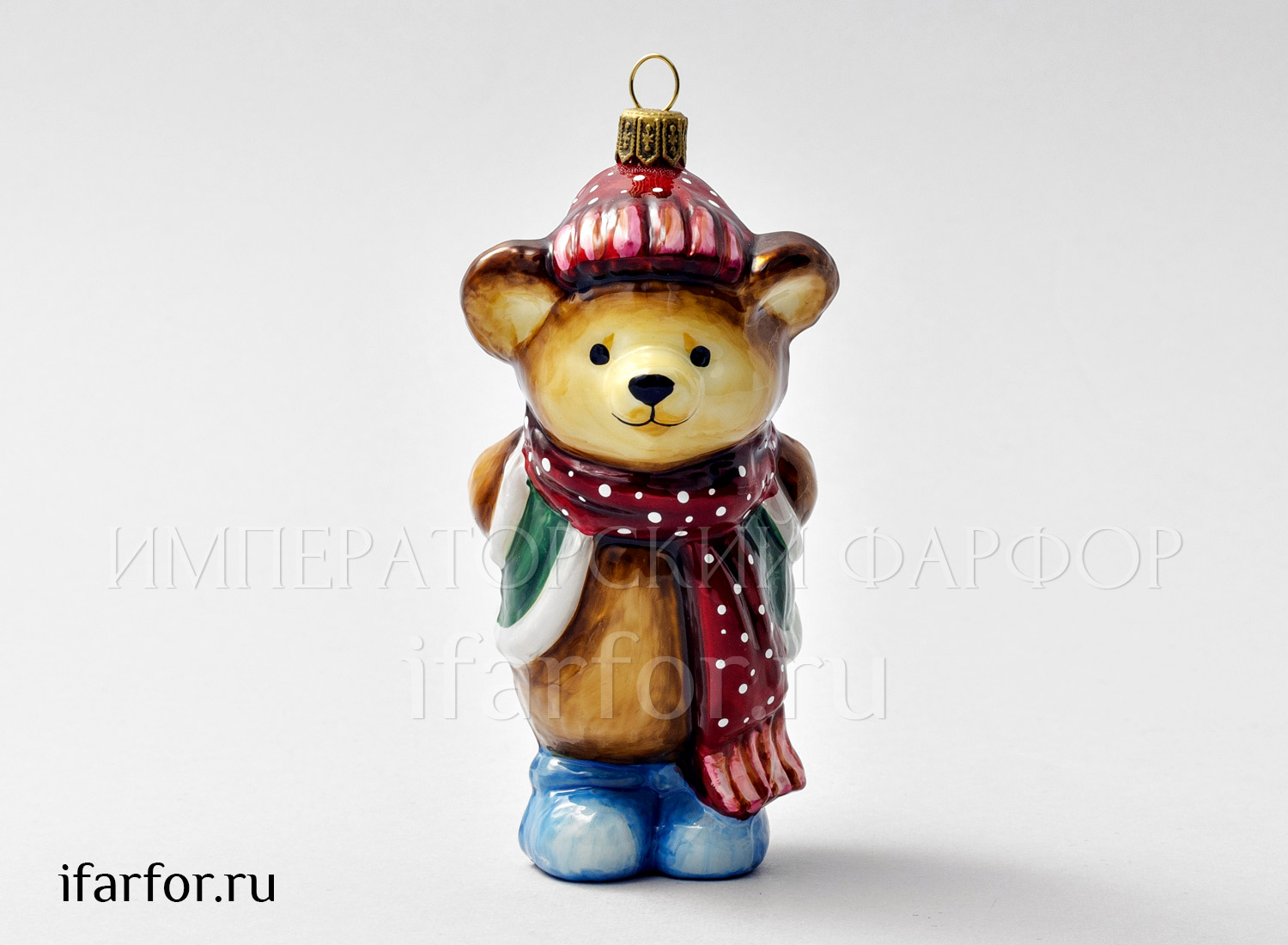 Елочная игрушка «Мишка Винни» Стекло. 45 x 120 мм.