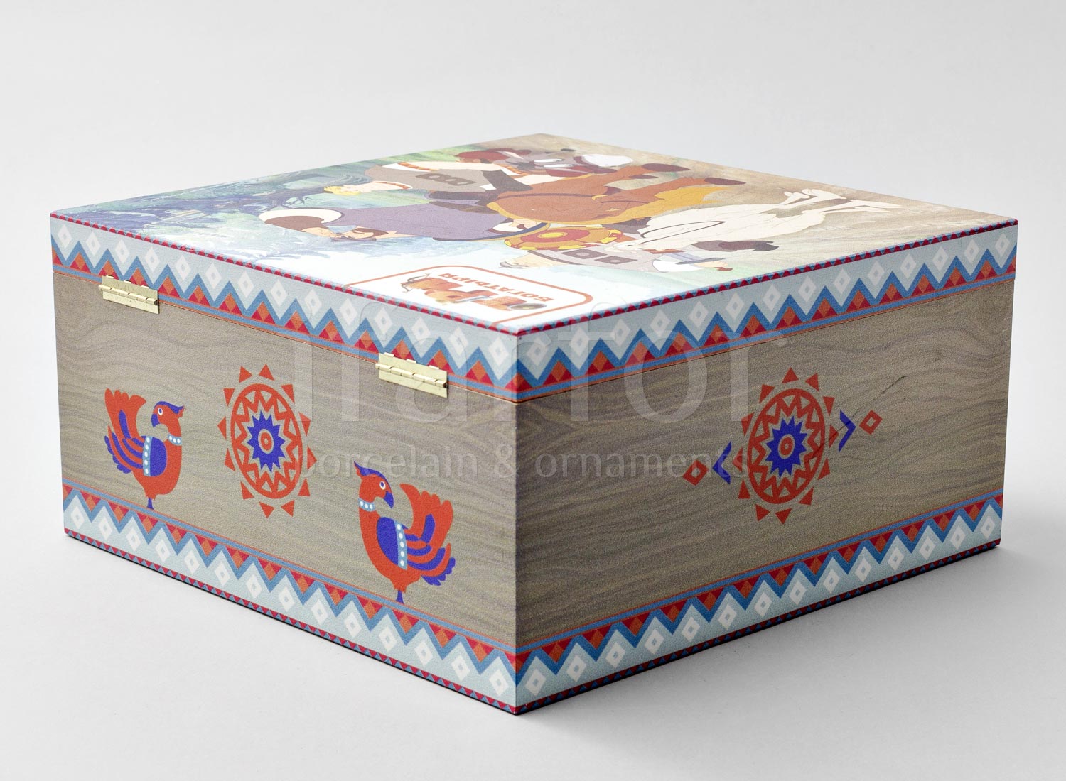 Набор елочных игрушек в подарочной коробке «Алеша и Любава» Стекло. 232 x 232 x 122 мм.